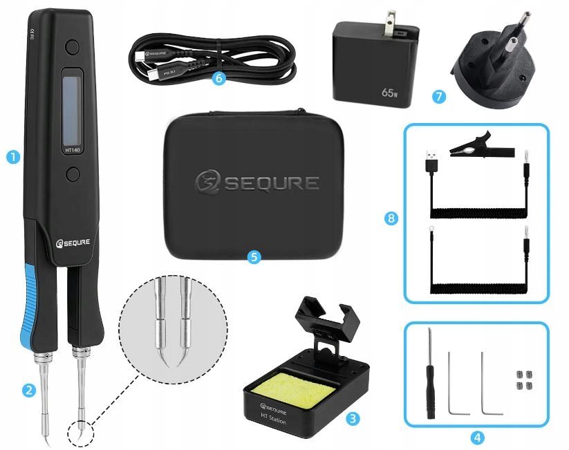 Pęseta Rozlutownica Lutownica Sequre HT140 Zasilacz 65W