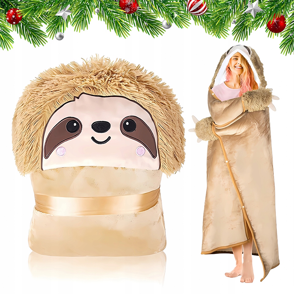 Deka S Kapucí A Rukávy, Teplá Jako Dárek, Béžový Lenochod, Přehoz