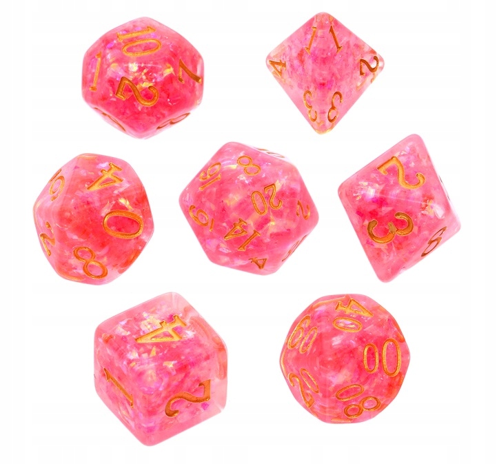 KOMPLET KOŚCI DO GRY RPG GĘSTY RDZEŃ BRZOSKWINIOWE