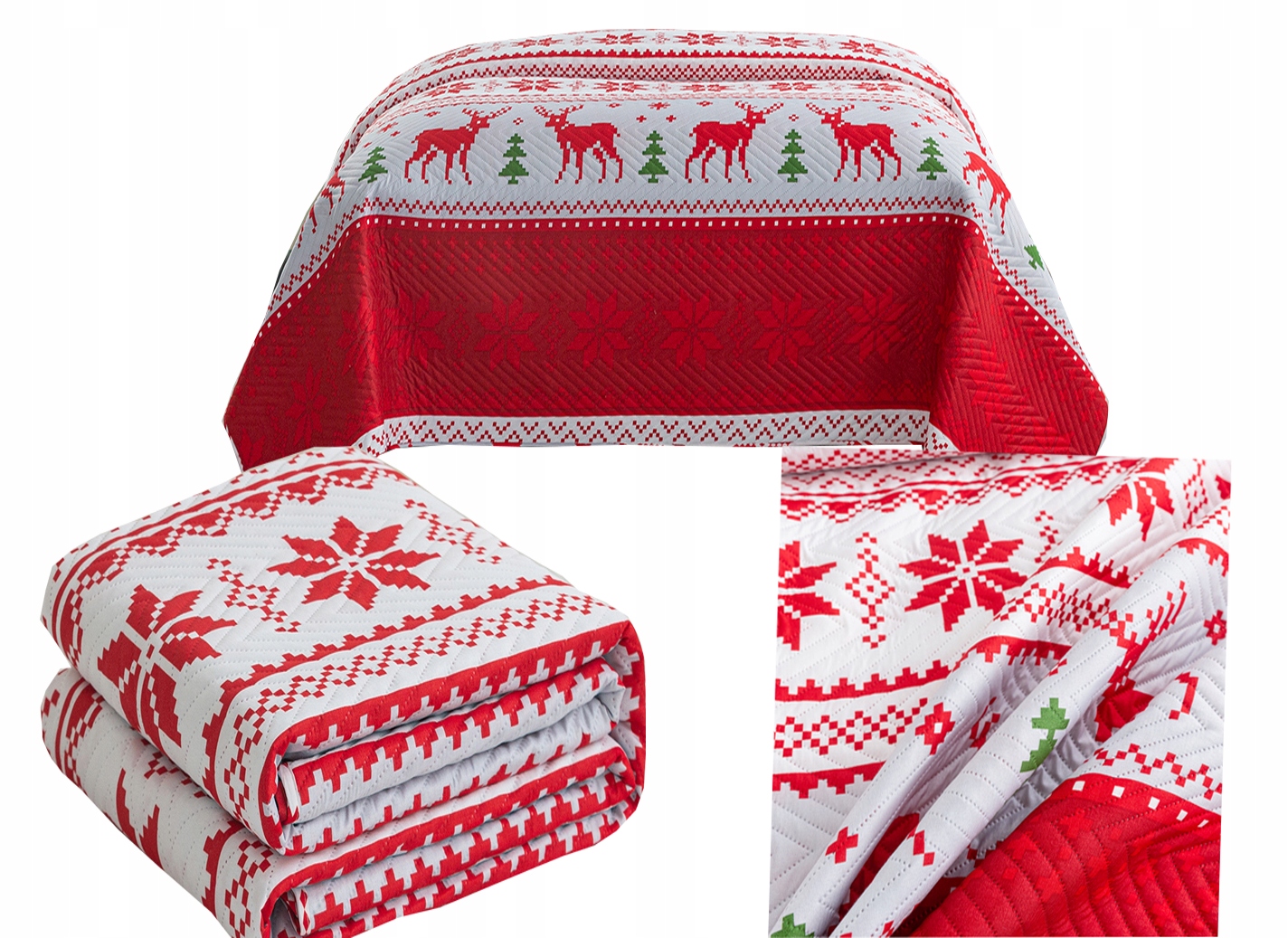 Vánoční přehoz na postel deka 170x210 cm prošívaná, vánoční motiv