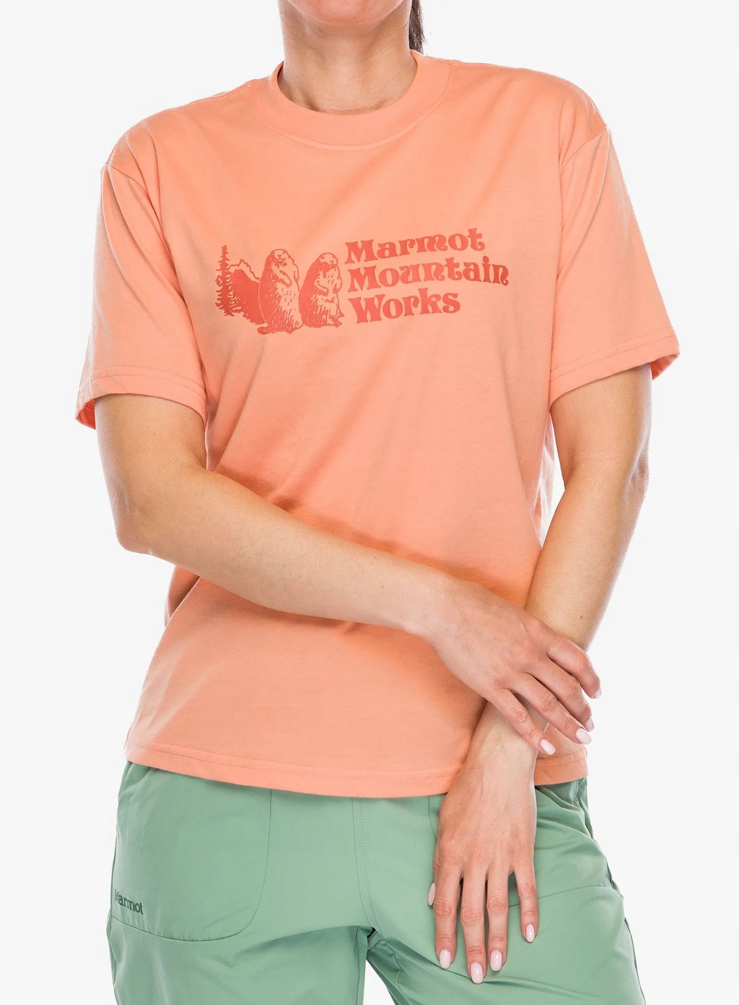 Tričko s potiskem dámské Marmot Mmw Tee S/s fresh apricot Xs