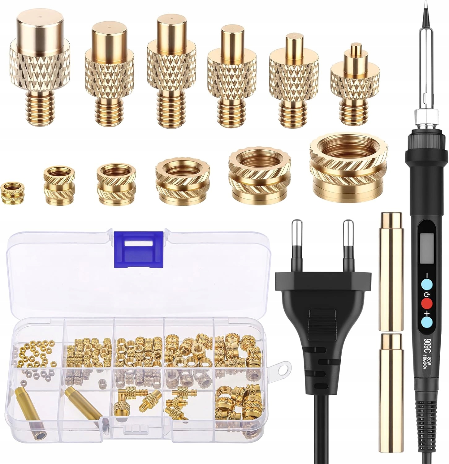 Páječka na zatavování vložek Inserty Mosazné vložky Groty 139 ks