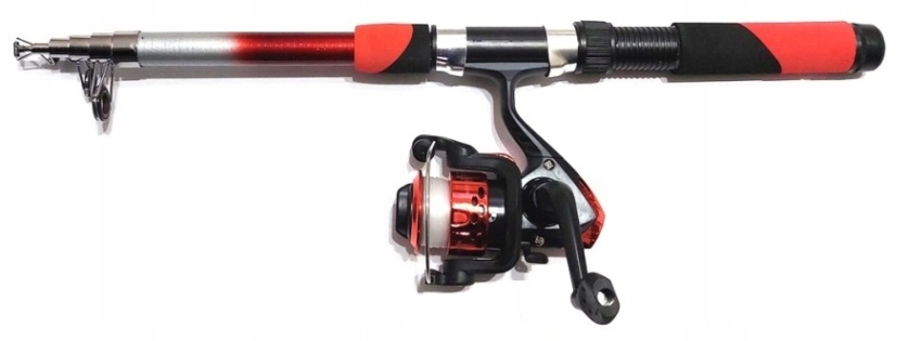 WĘDKA 2,1 m. + KOŁOWROTEK + DRABINKA WYPRZEDAŻ + BŁYSTKA Model TELESKOPOWA