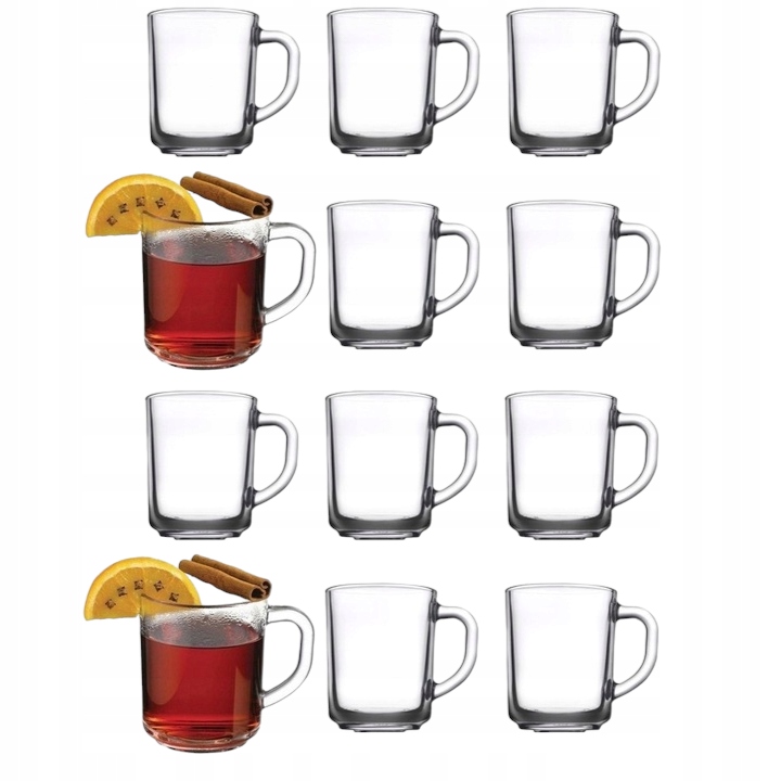 SZKLANKI KUBKI DO HERBATY KAWY 250ML KOMPLET 12SZT