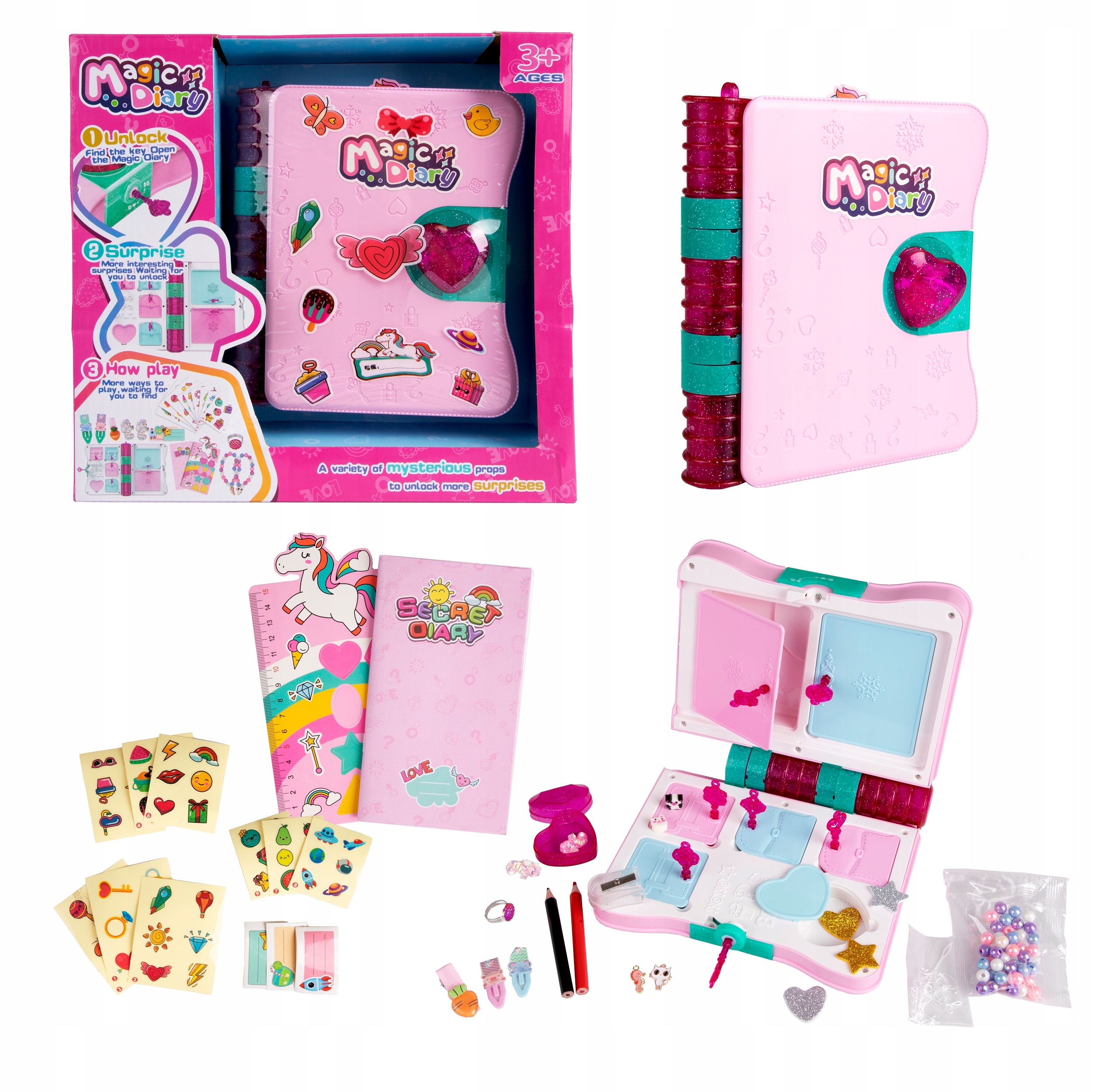 PAMIĘTNIK MAGICZNY NOTES Z AKCESORIAMI BIŻUTERIA NAKLJEKI DLA DZIEWCZYNKI Kod producenta NO-1008814