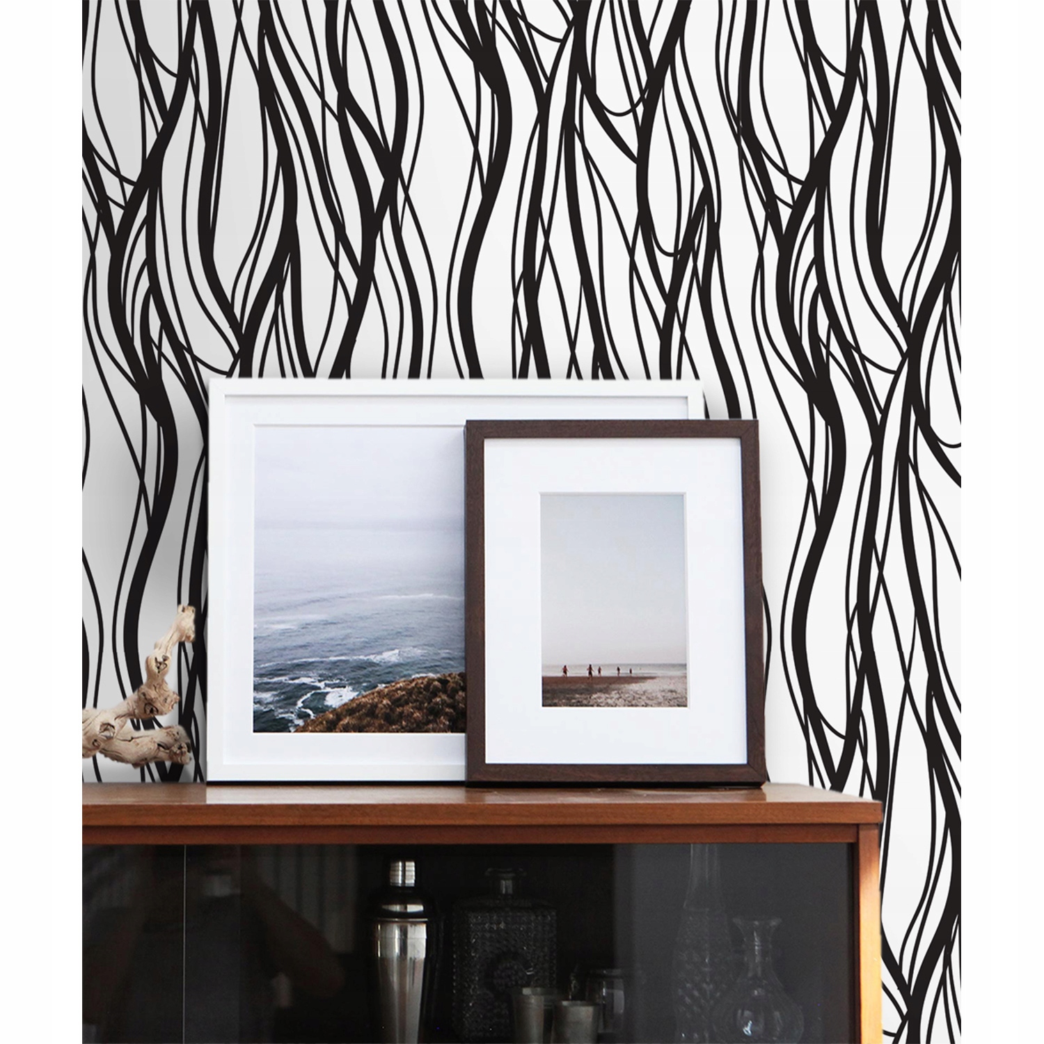 

Fototapeta Czarno-białe faliste linie 208x146 cm