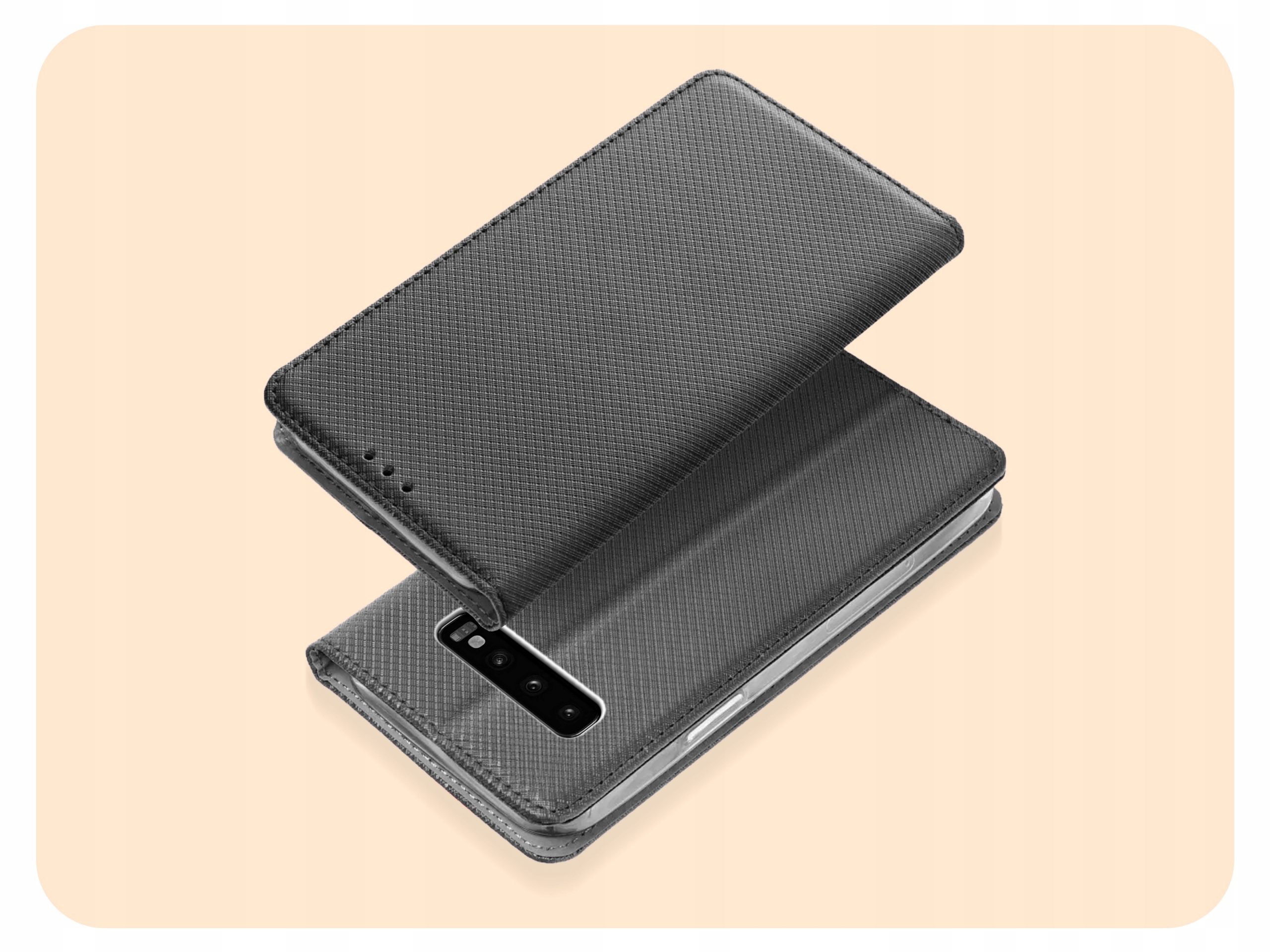 ETUI Z KLAPKĄ DO SAMSUNG GALAXY S10 CZARNE ZAMYKANE MAGNETYCZNE KABURA FLIP Marka Hello Case