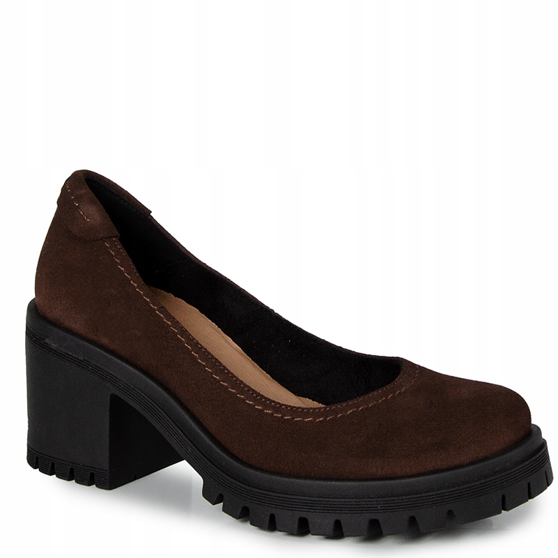 Lemar 20194 Čokoládové Kožené Semišové Lodičky 36