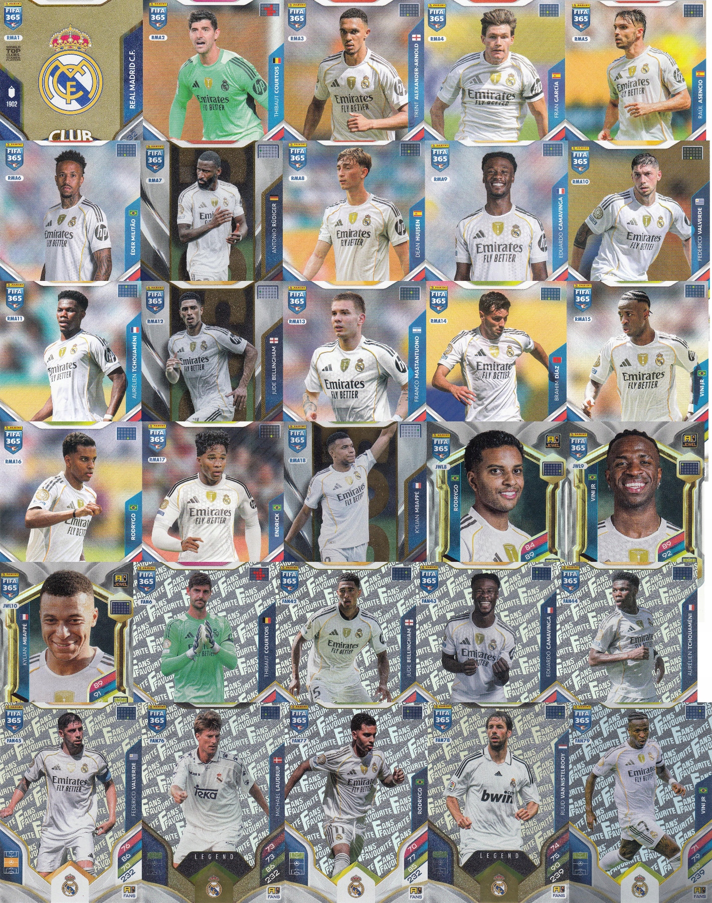 Sběratelské karty Panini Fifa 365 2026 Real Madrid Sada 30 karet