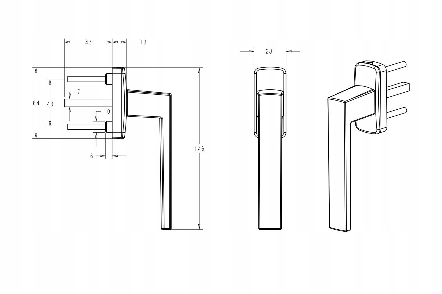 Klamka okienna do okien KWADRO - biała Stan opakowania oryginalne