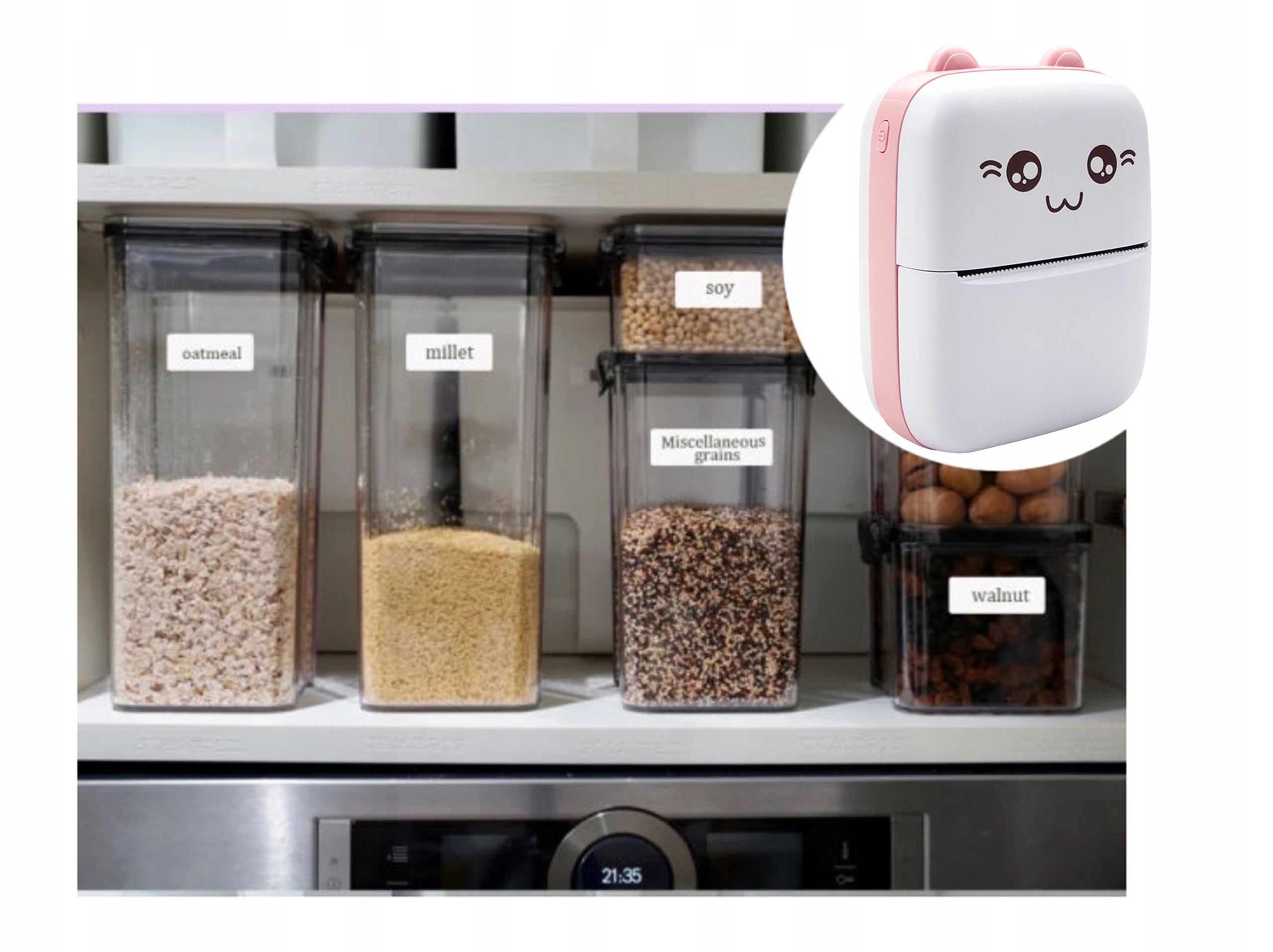 Mini DRUKARKA TERMICZNA PRZENOŚNA do Etykiet Zdjęć Notatek Naklejek 6 ROLEK Model CatLabelX