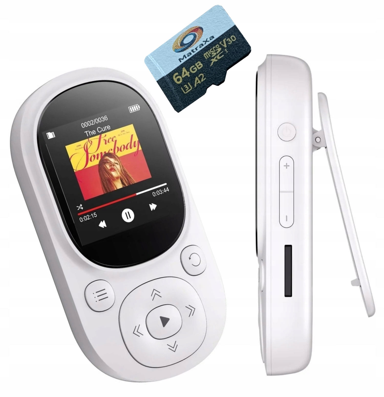 MP3 Přehrávač Bluetooth Rádio 64GB Přenosná Sluchátka Bílá MB61 Dárek