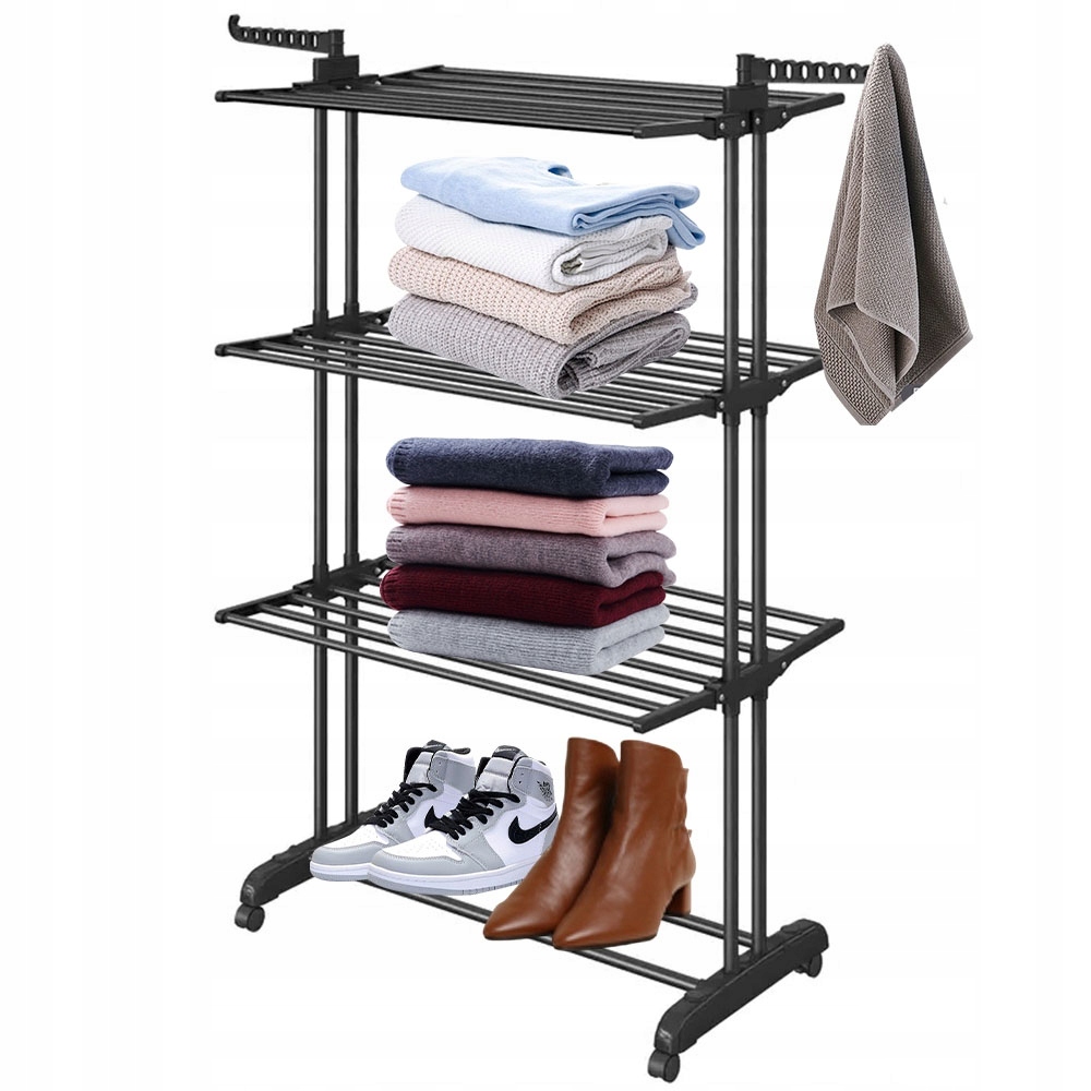 Mobilní Sušák na prádlo s rozkládacími kolečky a brzdami, 4 úrovně, velká