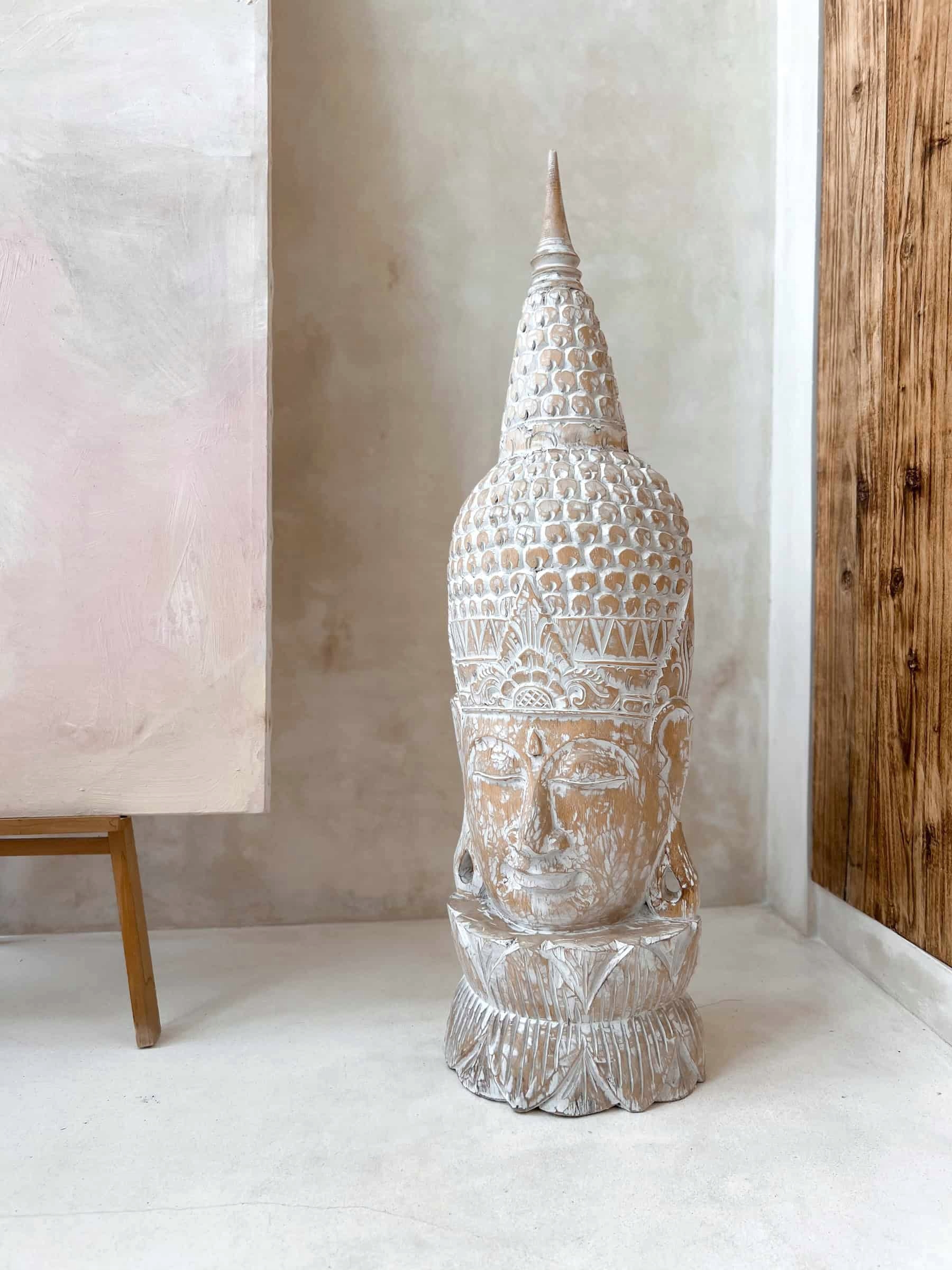 Drevená socha Buddha Boho Drevená Dekorácia do obývacej izby a spálne Buddha