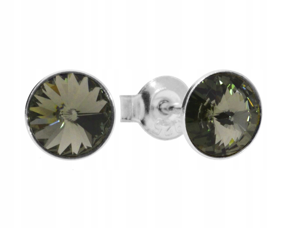 

Kolczyki czarne szare srebro 925 Swarovski sztyfty