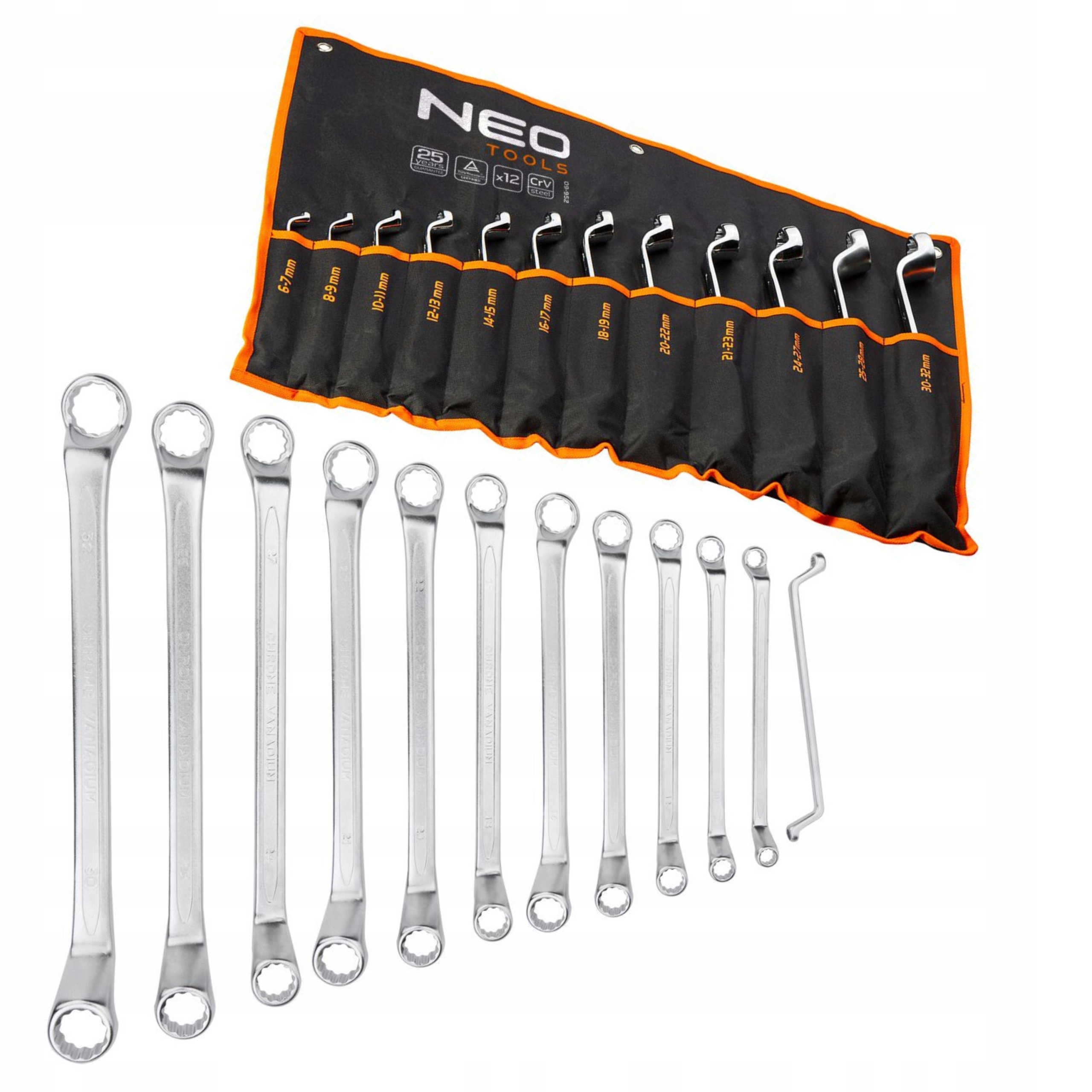 Neo Sada Očkových Kľúčov Ohnuté 6-32MM 12ks Plachta 09-952 Ohnuté