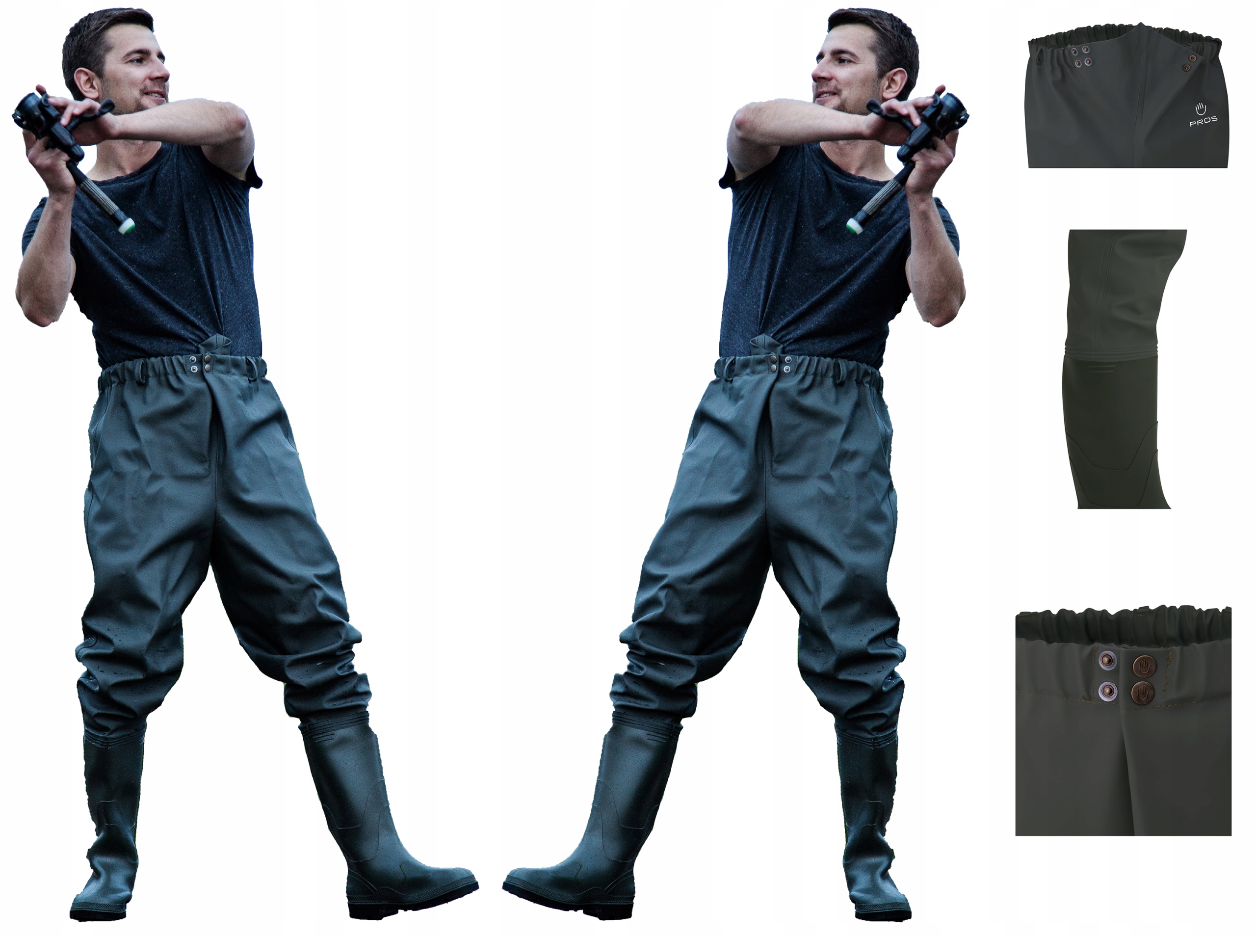 Rybářské kalhoty s kalošami do pasu Model SP03