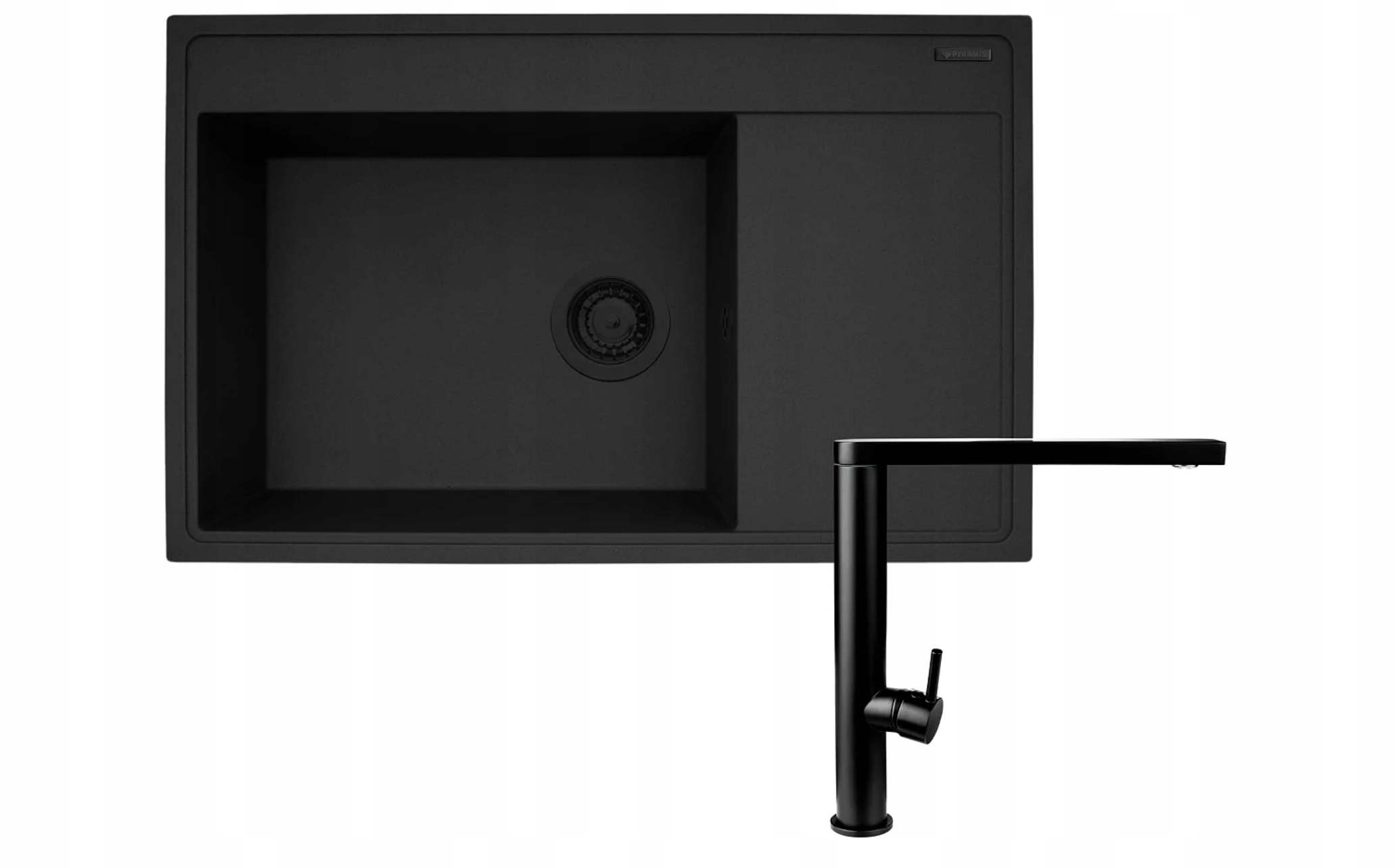 Pyramis Zlewozmywak Camea 79x50 1B1D L Black edition Bateria Trigono