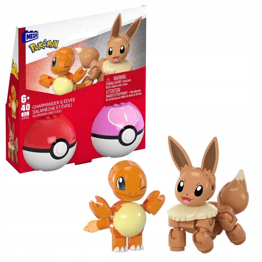 MEGA POKEMON POKEBALL ÉPÍTŐKOCKÁK 2 DB-OS CHARMANDER ÉS EEVEE CSOMAG