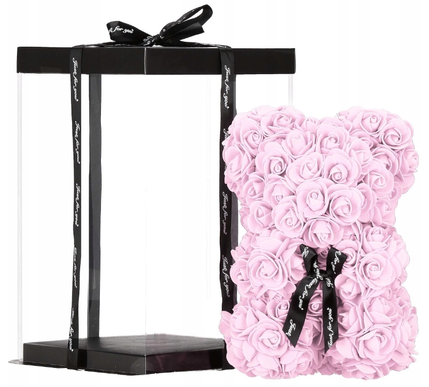 MIŚ Z RÓŻ 30 CM ROSE BEAR Z PŁATKÓW RÓŻ KOKARDA MISIEK Z RÓŻ Marka inna