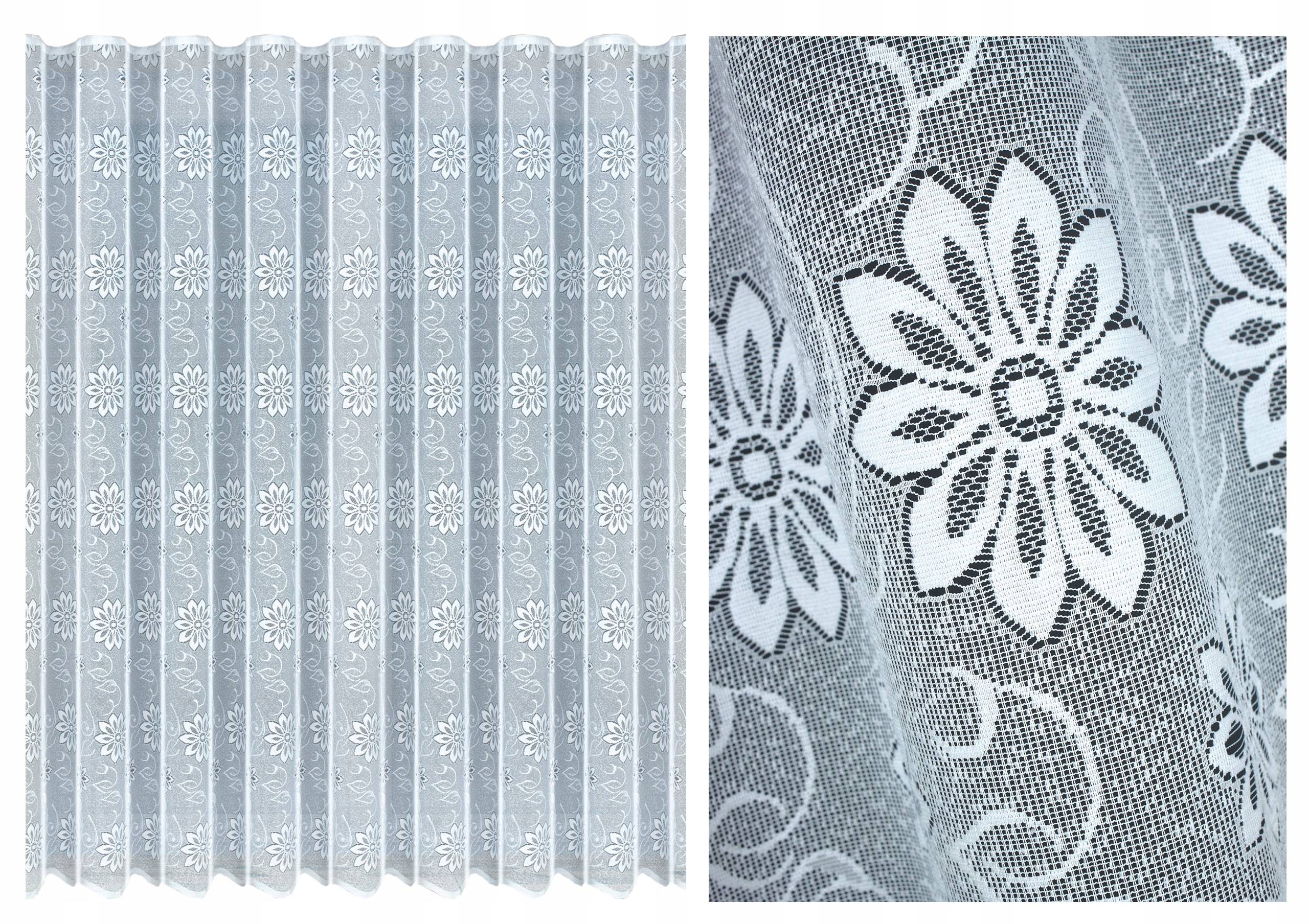 Hotová Záclona hustá, kvety Haft páska, 700x250