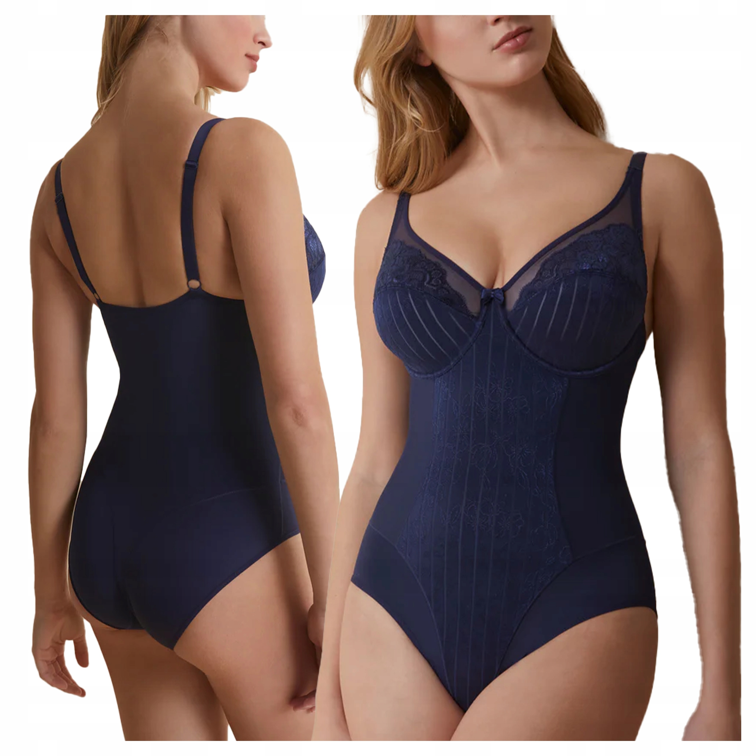 Elegantní měkké krajkové body s kosticemi Mariluz, modré, 70D