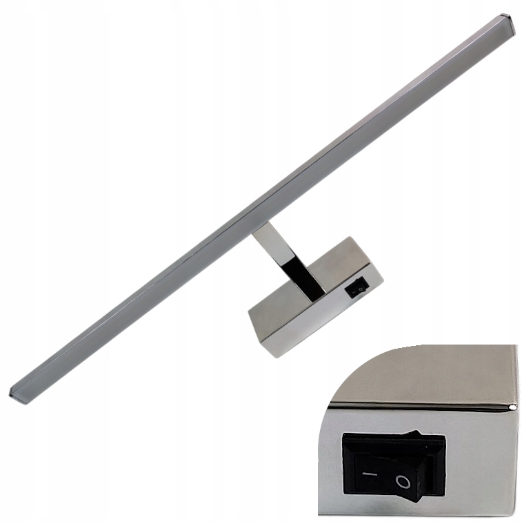 Kinkiet Łazienkowy Led 12W Nad Lustro 55,5cm Chrom Lampa Włącznik