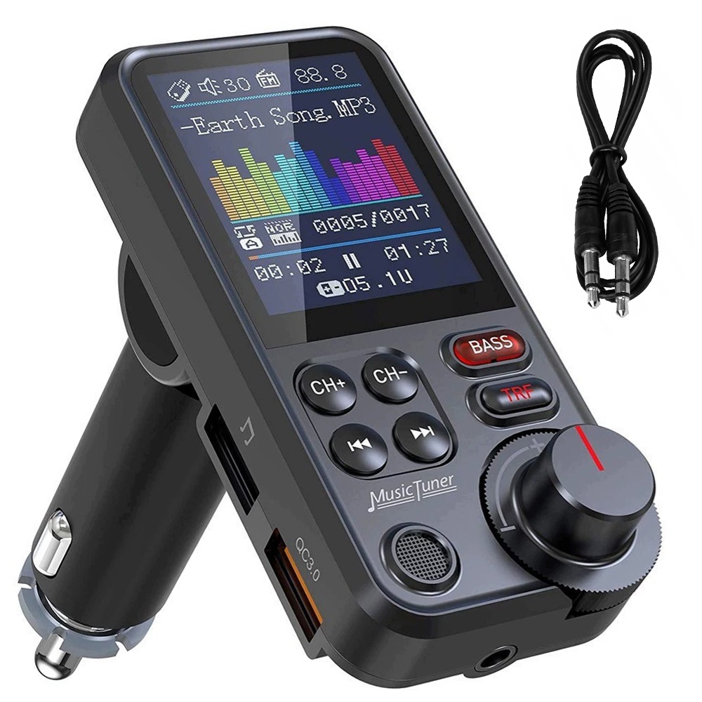 Bluetooth Fm Vysílač Handsfree Sada QC3.0 Sd Bass Velký 24V