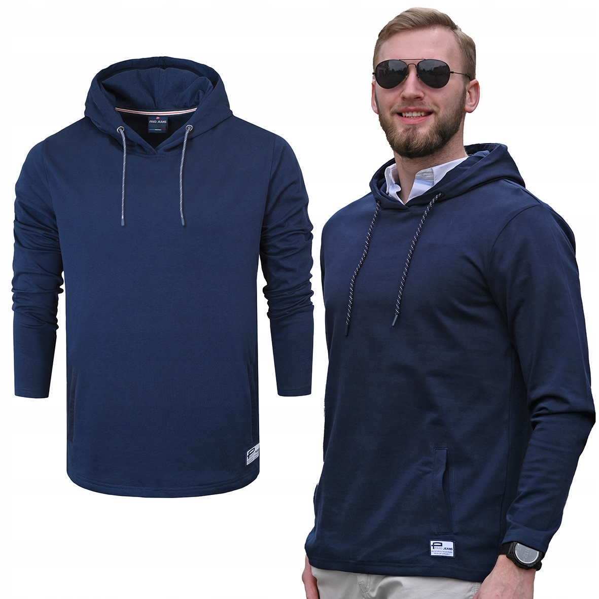 pánská mikina na léto s kapucí Tepláková Nezateplená Námořnická Modrá 2XL Pako Jeans