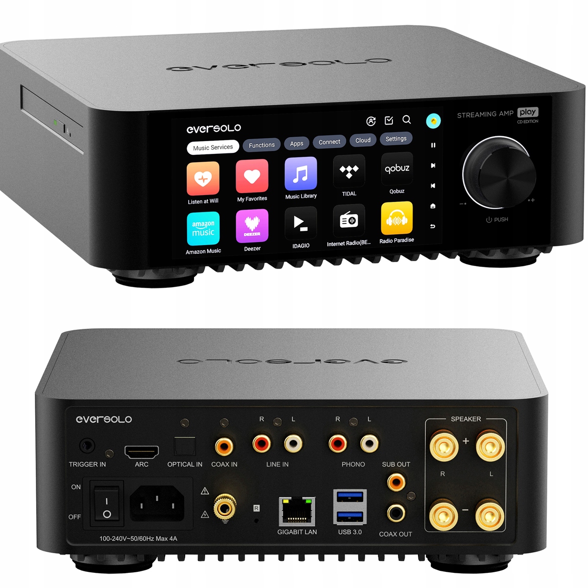 EverSolo Play CD Zosilňovač Stereo Streaming CD prehrávač All In One Eisa