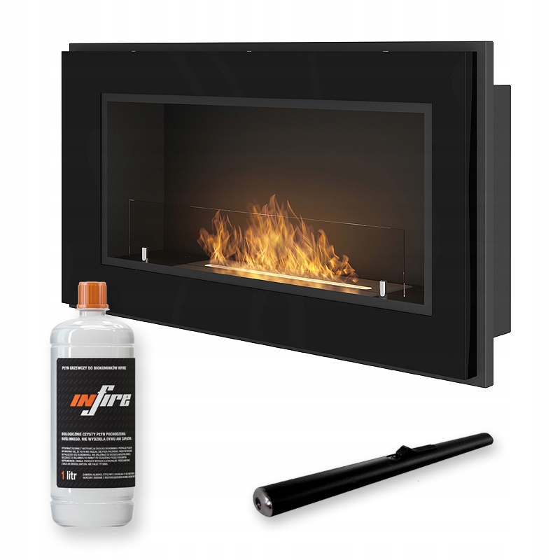 Zabudovateľný biokrb Frame 900 čierny s sklom Simplefire