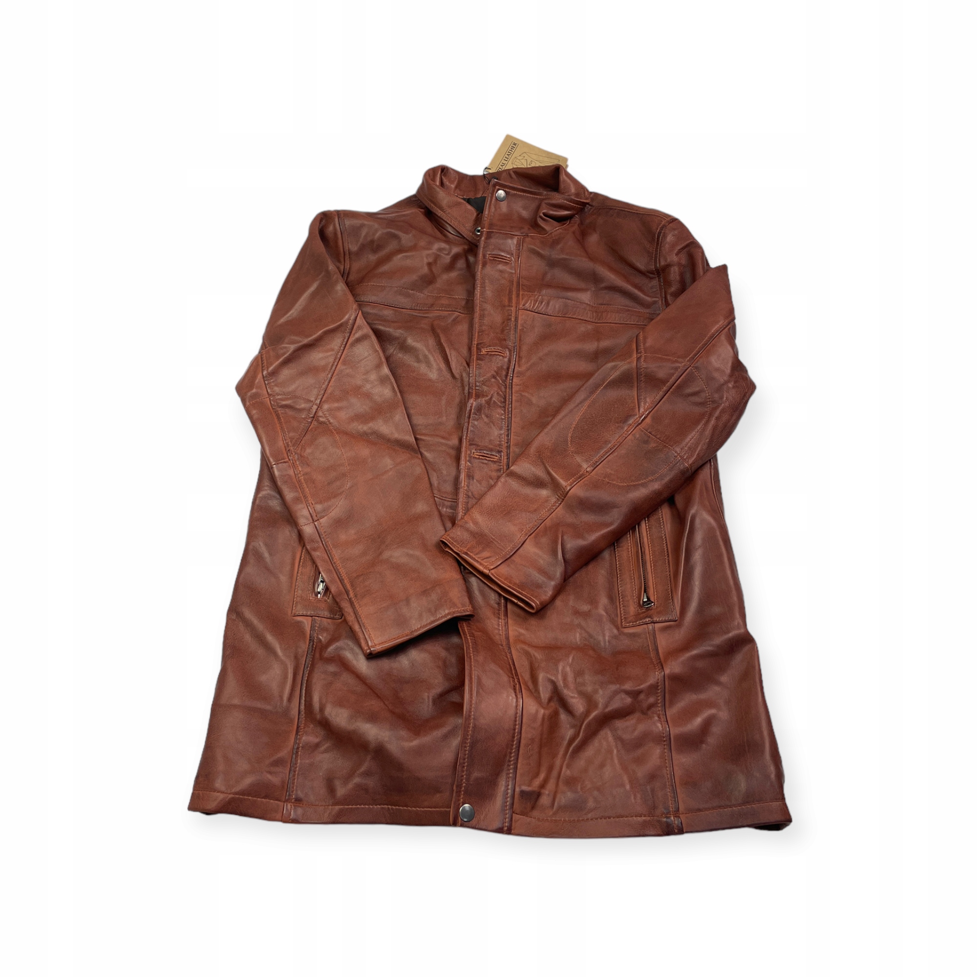 Pánská dlouhá kožená bunda Real Leather L