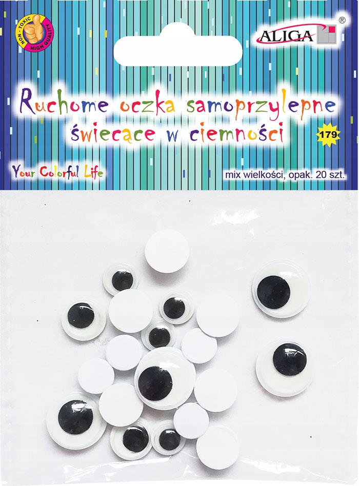Oczka ruchome Świecące W Ciemności oczka MIX 20szt