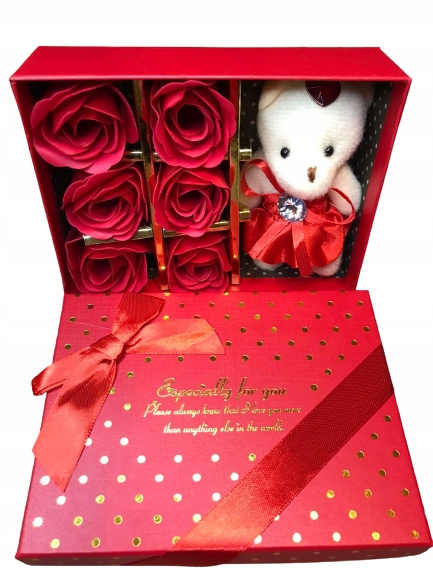 PREZENT NA WALENTYNKI MIŚ I MYDLANE RÓŻE BOX Marka inna
