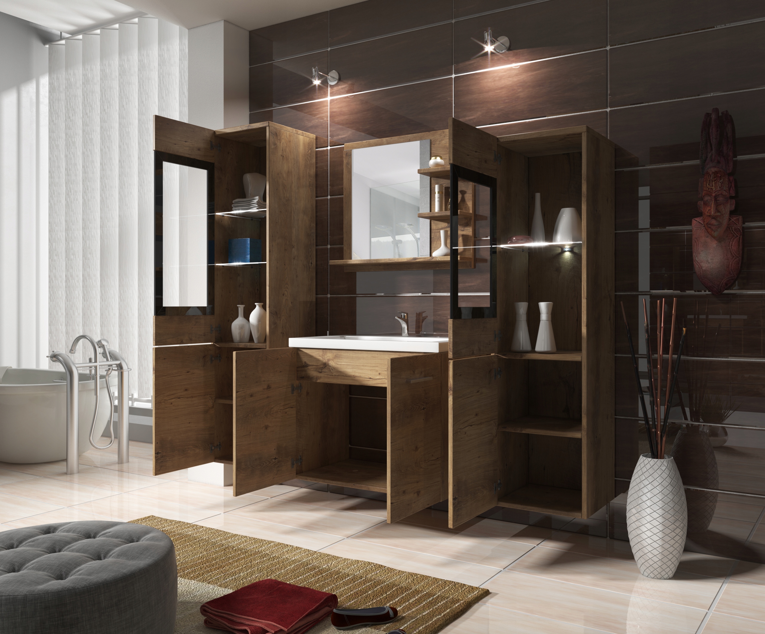 Meble łazienkowe UDINE I UMYWALKA LUSTRO WITRYNA