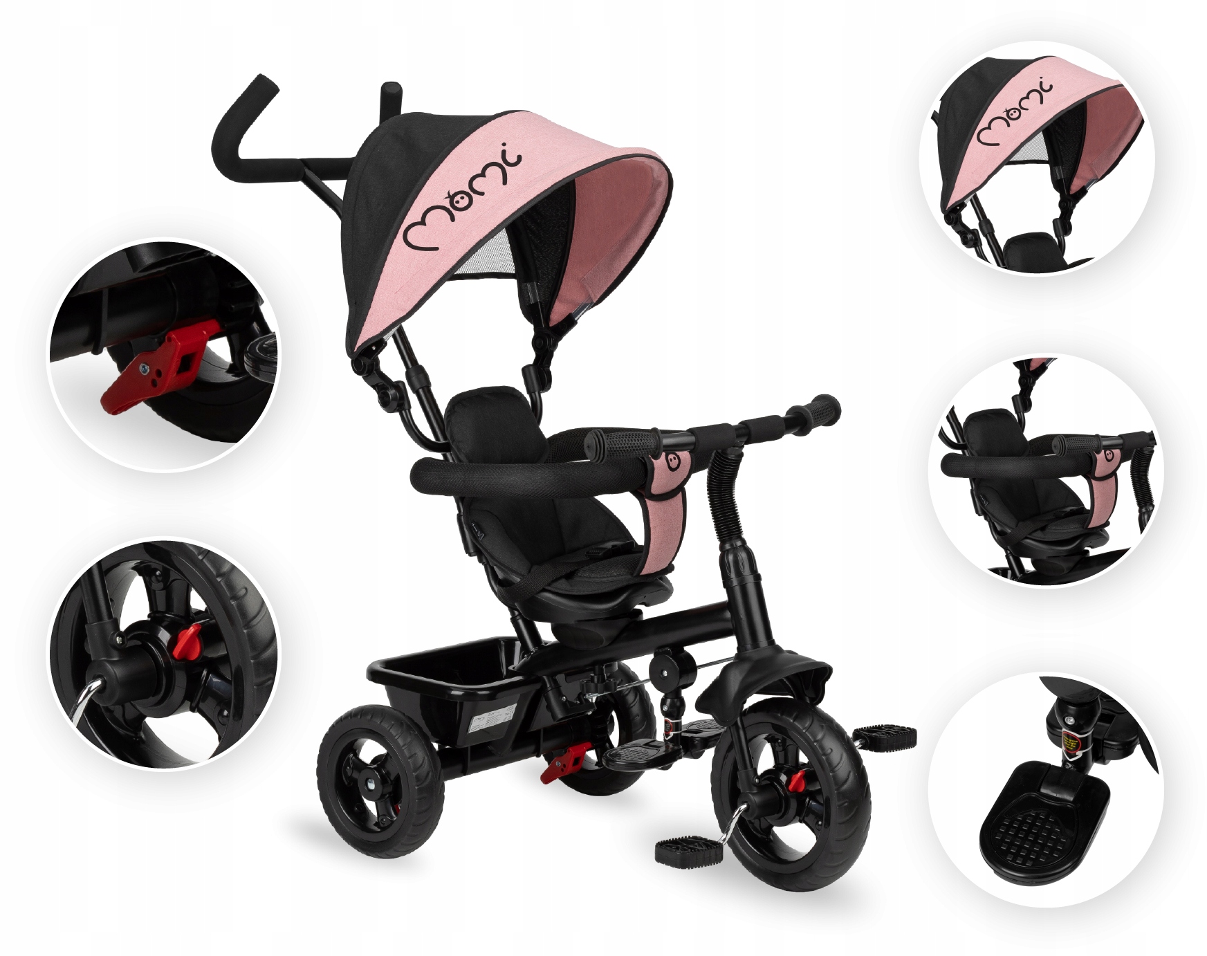 ROWEREK TRÓJKOŁOWY 5w1 - MoMi IRIS RÓŻOWY - DASZEK KOSZ OBROTOWY 360° Kod producenta ROTR00008