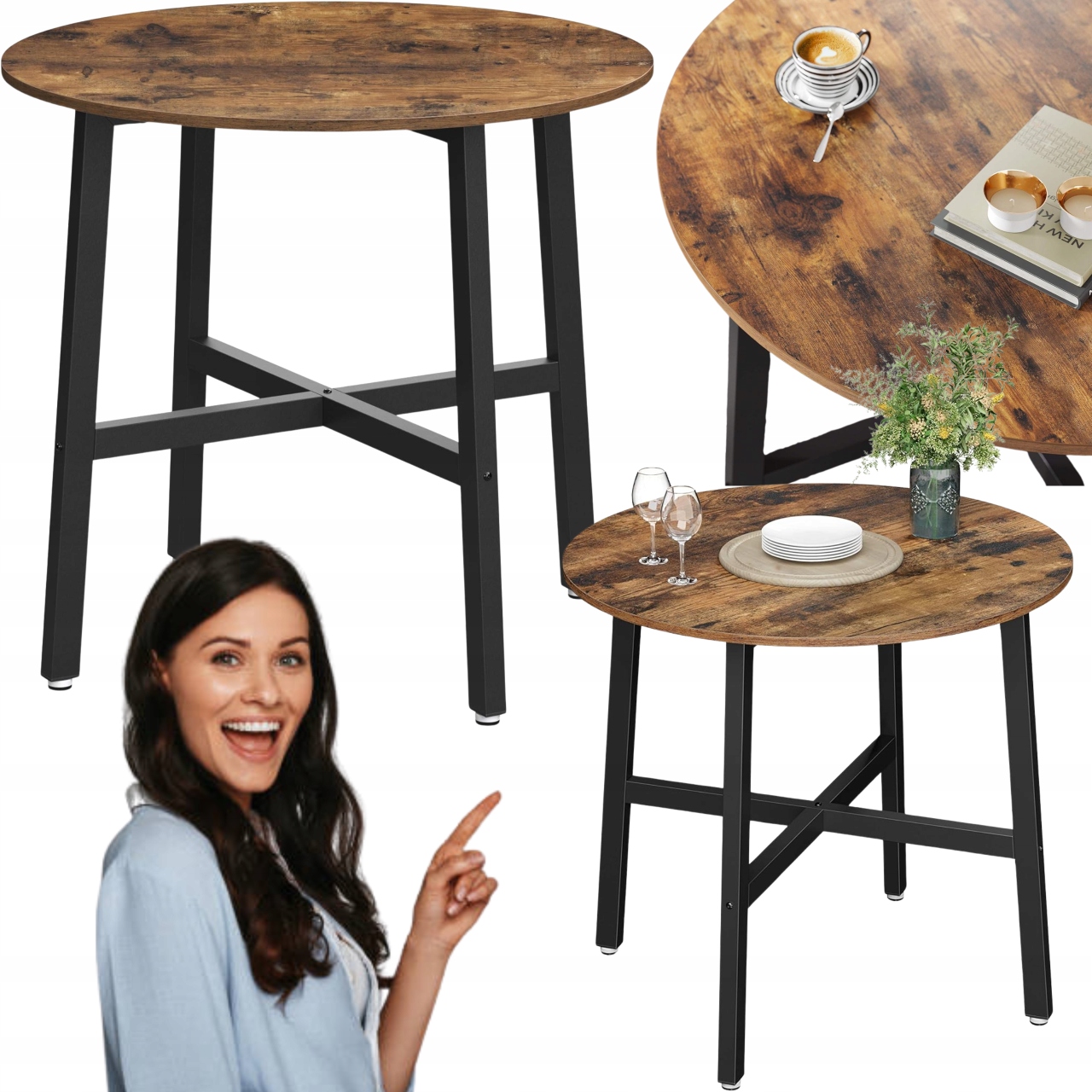 Kuchynský stôl Jedálenský okrúhly Industriálny malý stolík do kuchyne 80 ø