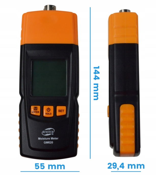 WILGOTNOŚCIOMIERZ MIERNIK WILGOTNOŚCI DREWNA Z SONDĄ ZEWNĘTRZNĄ I WBUDOWANĄ Szerokość 55 mm