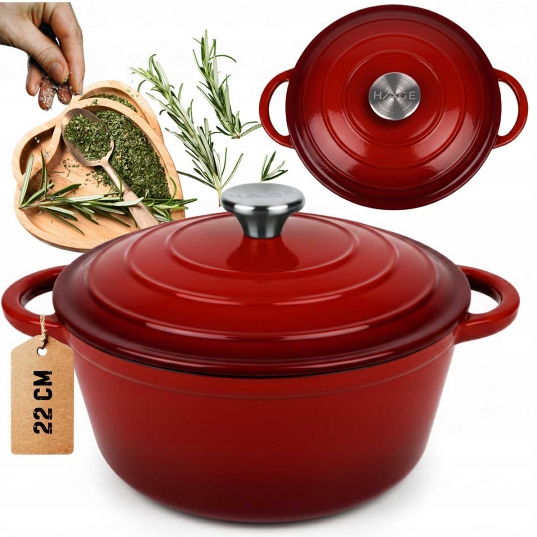 Smaltovaný Hrniec Liatinový 26 cm 5 L Hage Červený
