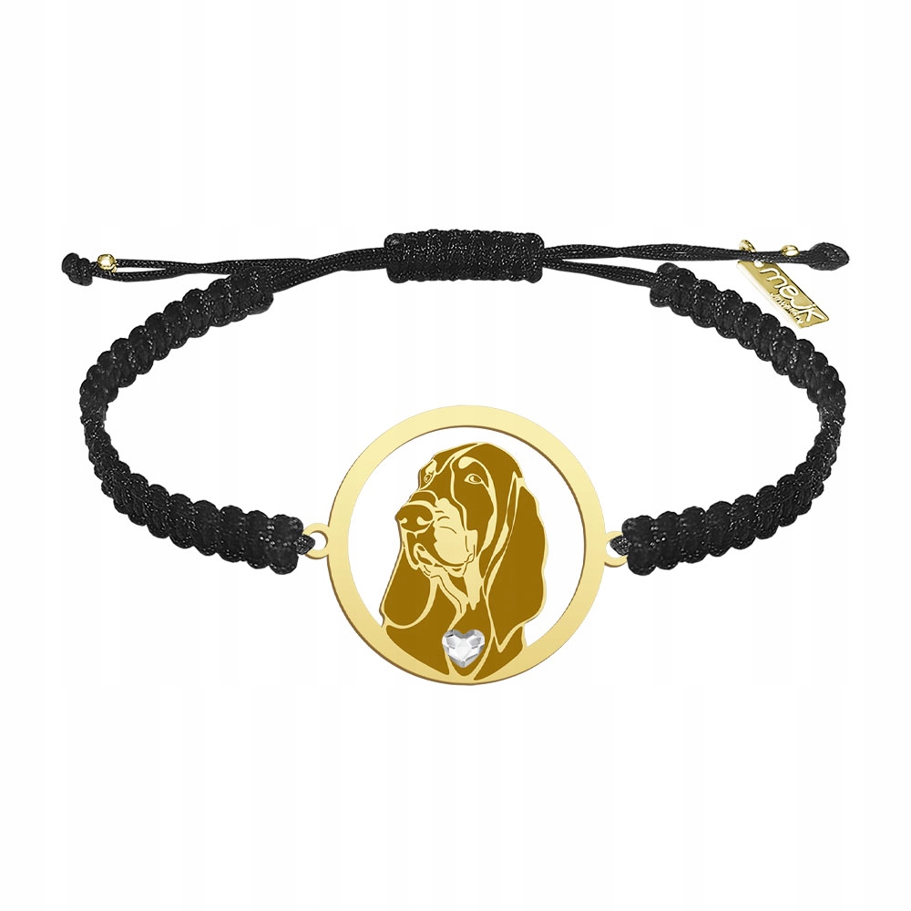 Zlatý náramek s Petit Bleu de Gascogne 925 Makramé Dárek Gravírování