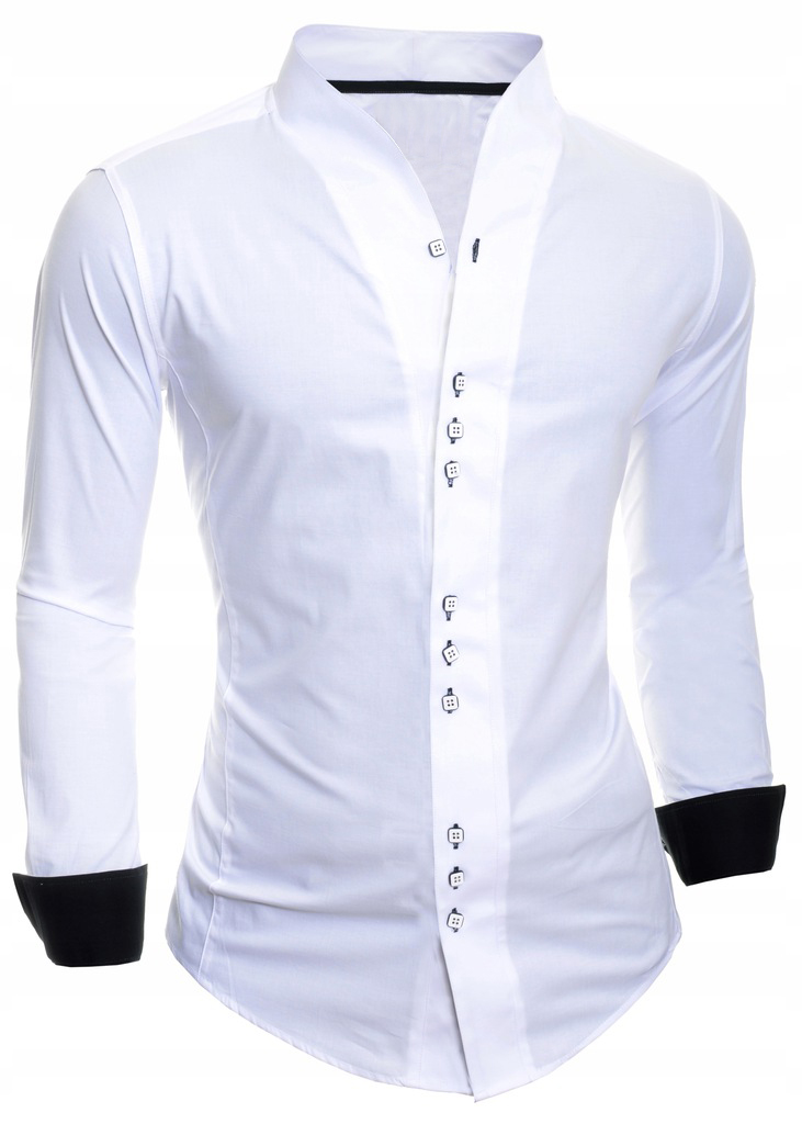 

Koszula Męska Stójka Casual Elegance Bez kołnierza