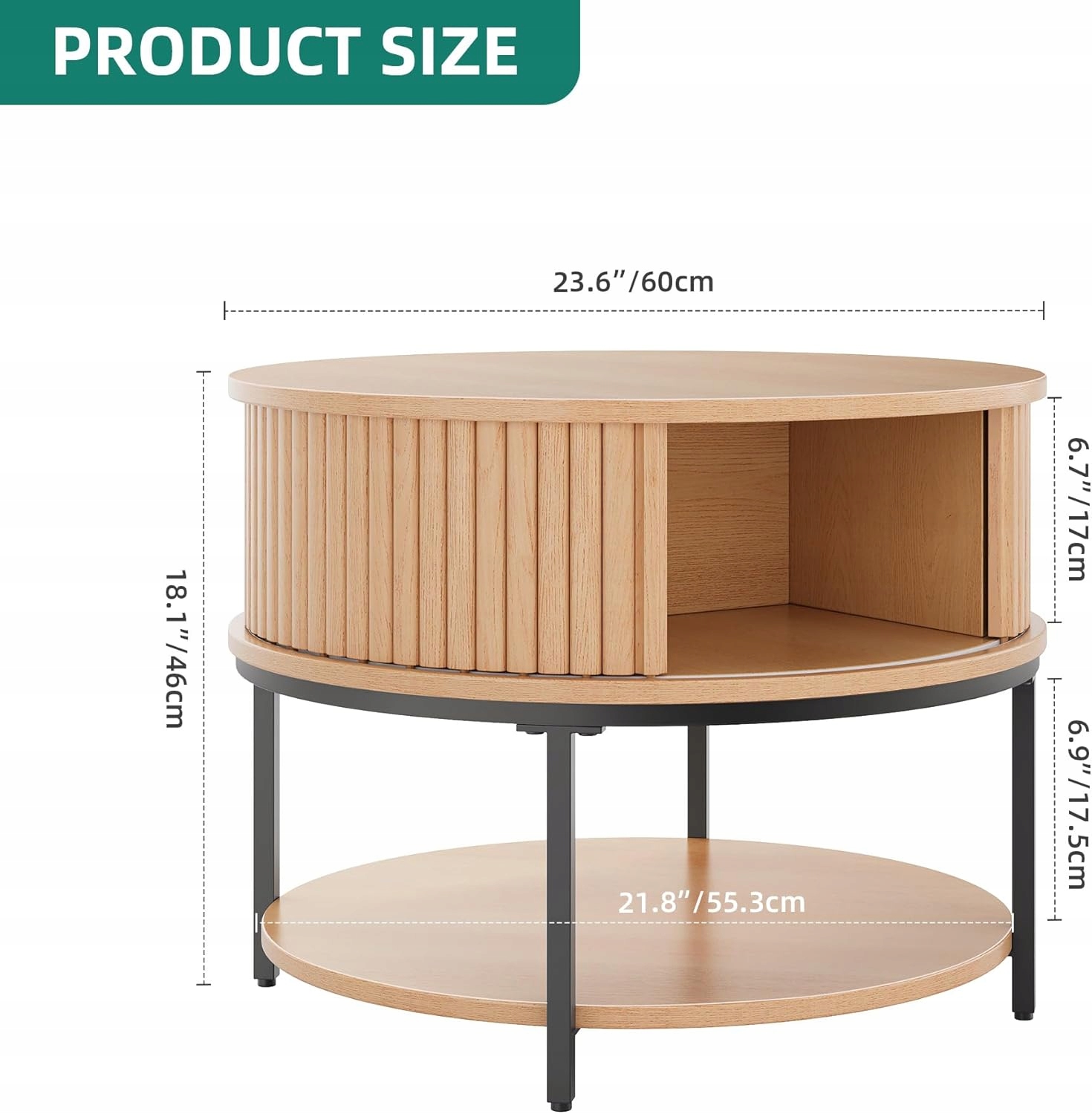 Okrúhly konferenčný stolík 60 CM Yitahome S úložným priestorom