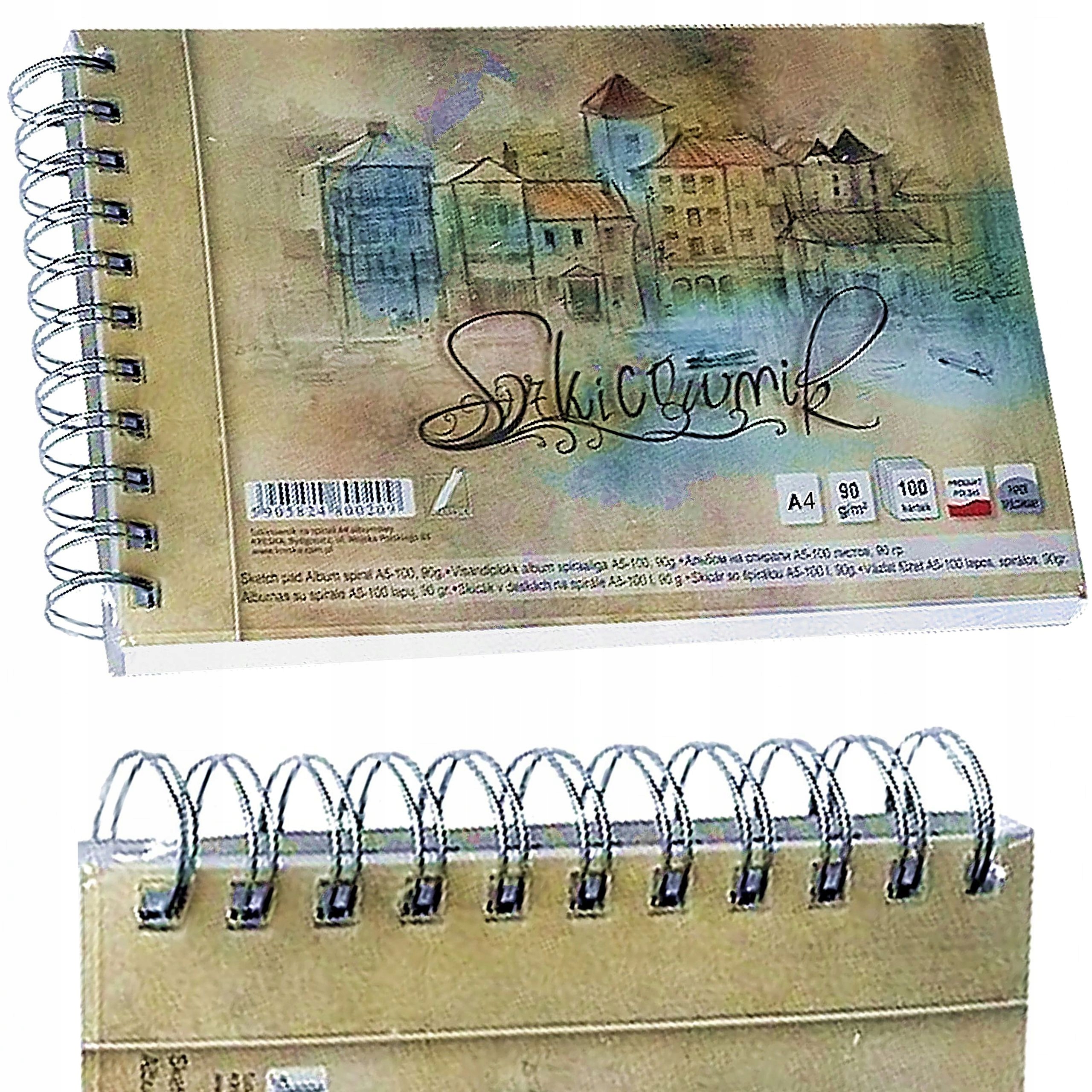 BLOK SZKICOWY NA SPIRALI KRESKA SZKICOWNIK 100k A4