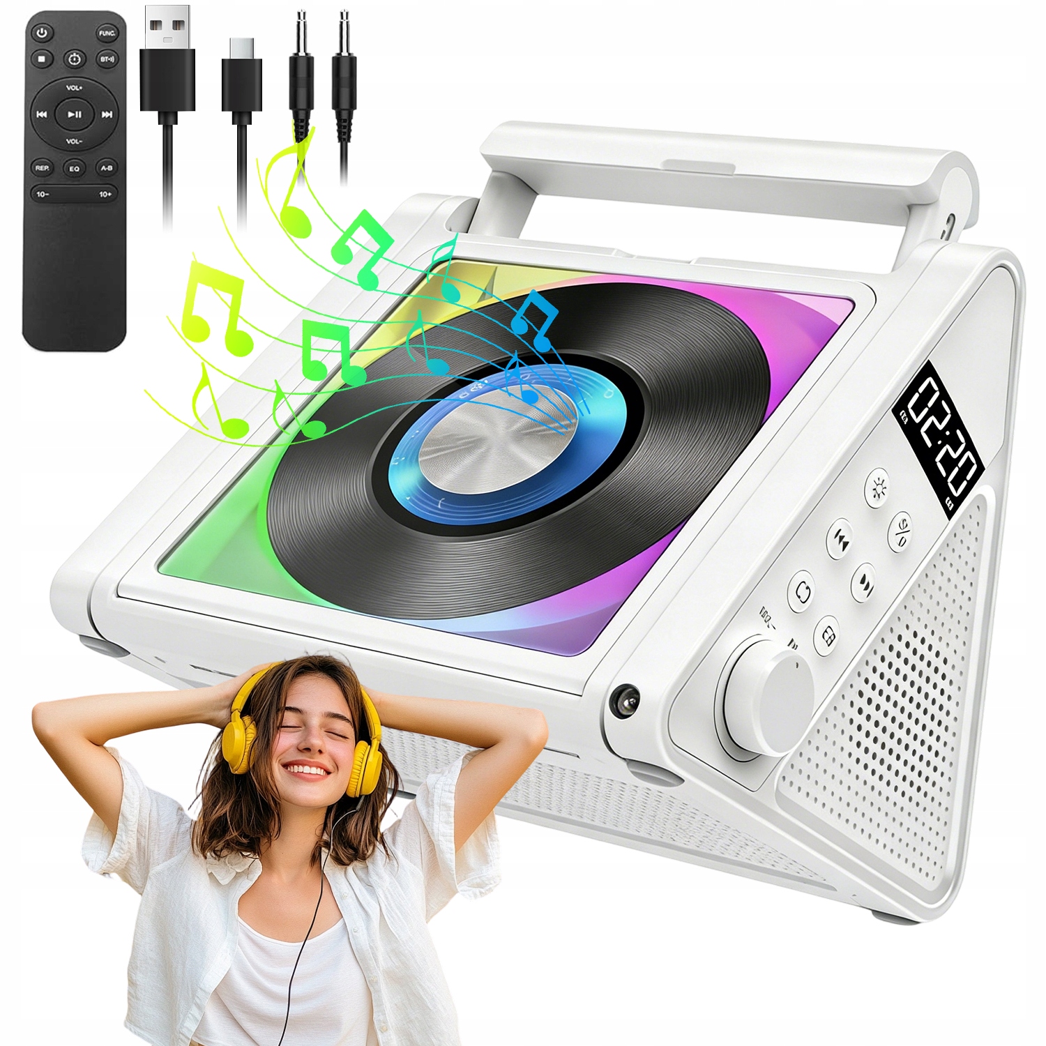 Bluetooth CD Přehrávač S Fm Rádiem, Multifunkční 4000 Mah Usb Aux