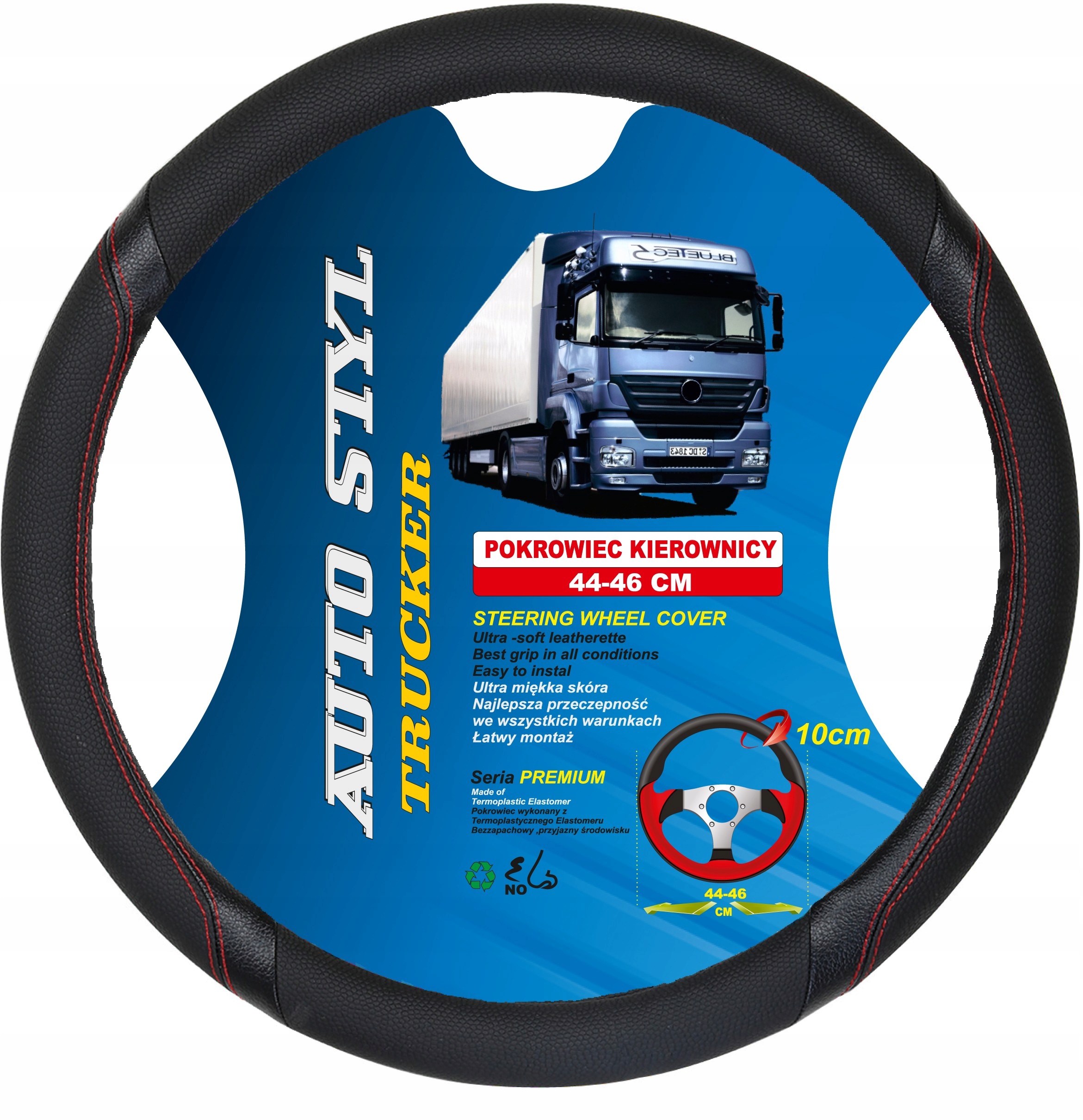 

Pokrowiec kierownicy 44-46 czarny czerwona nić Tir