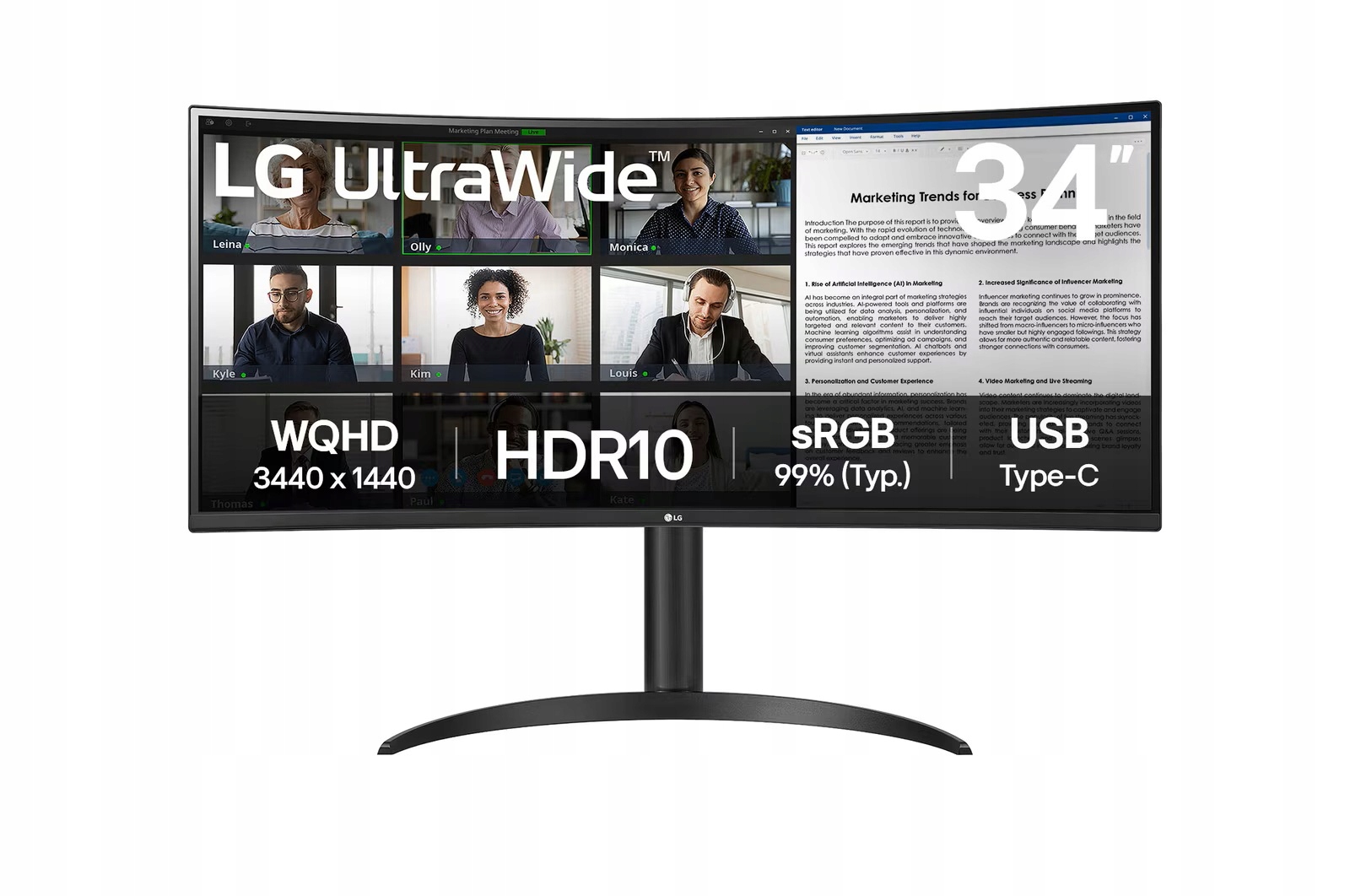 Led Monitor Lg 34WR55QK-B 34" (palcov) 3440 x 1440 px Va