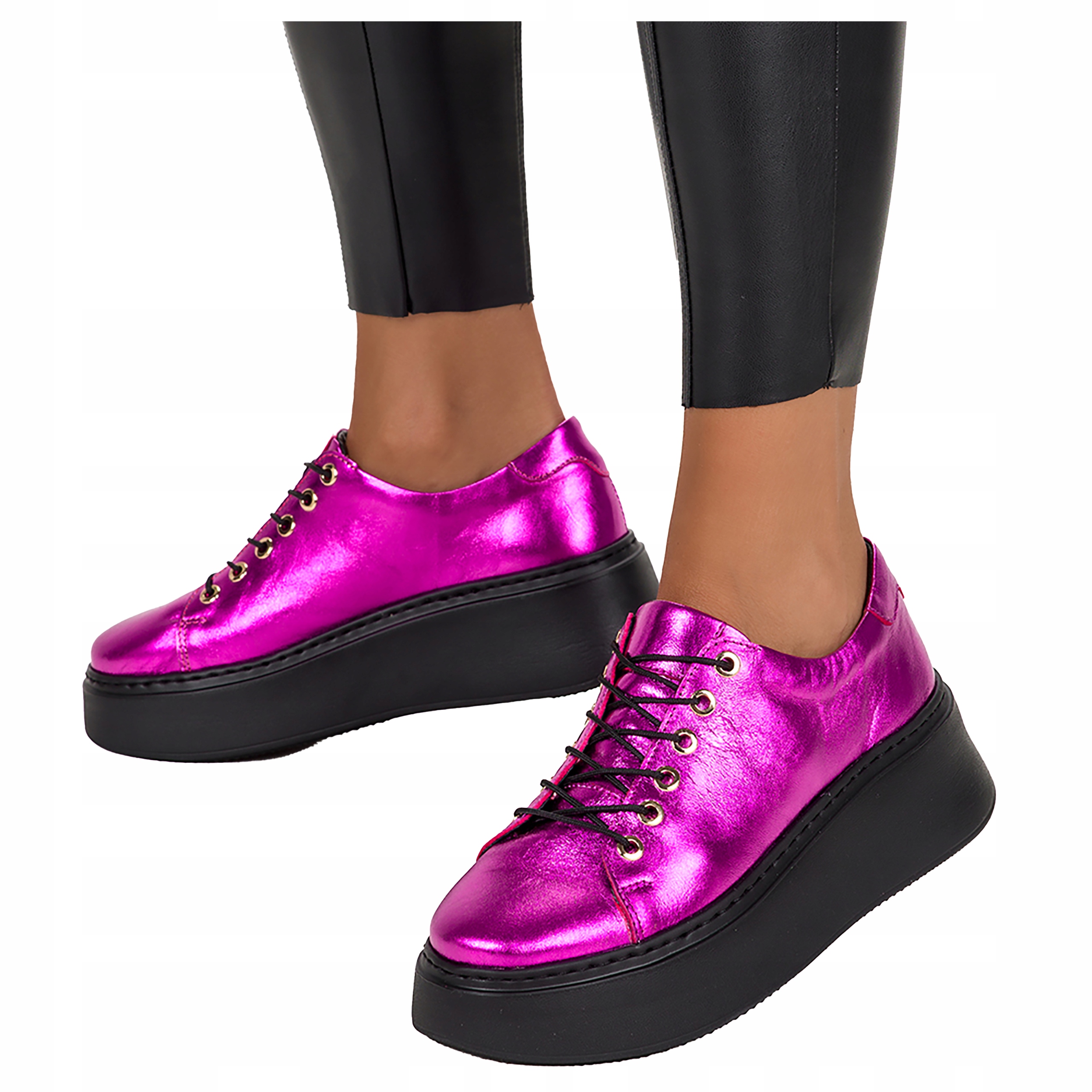 Kožené Tenisky Sportovní Metalické Boty New 37