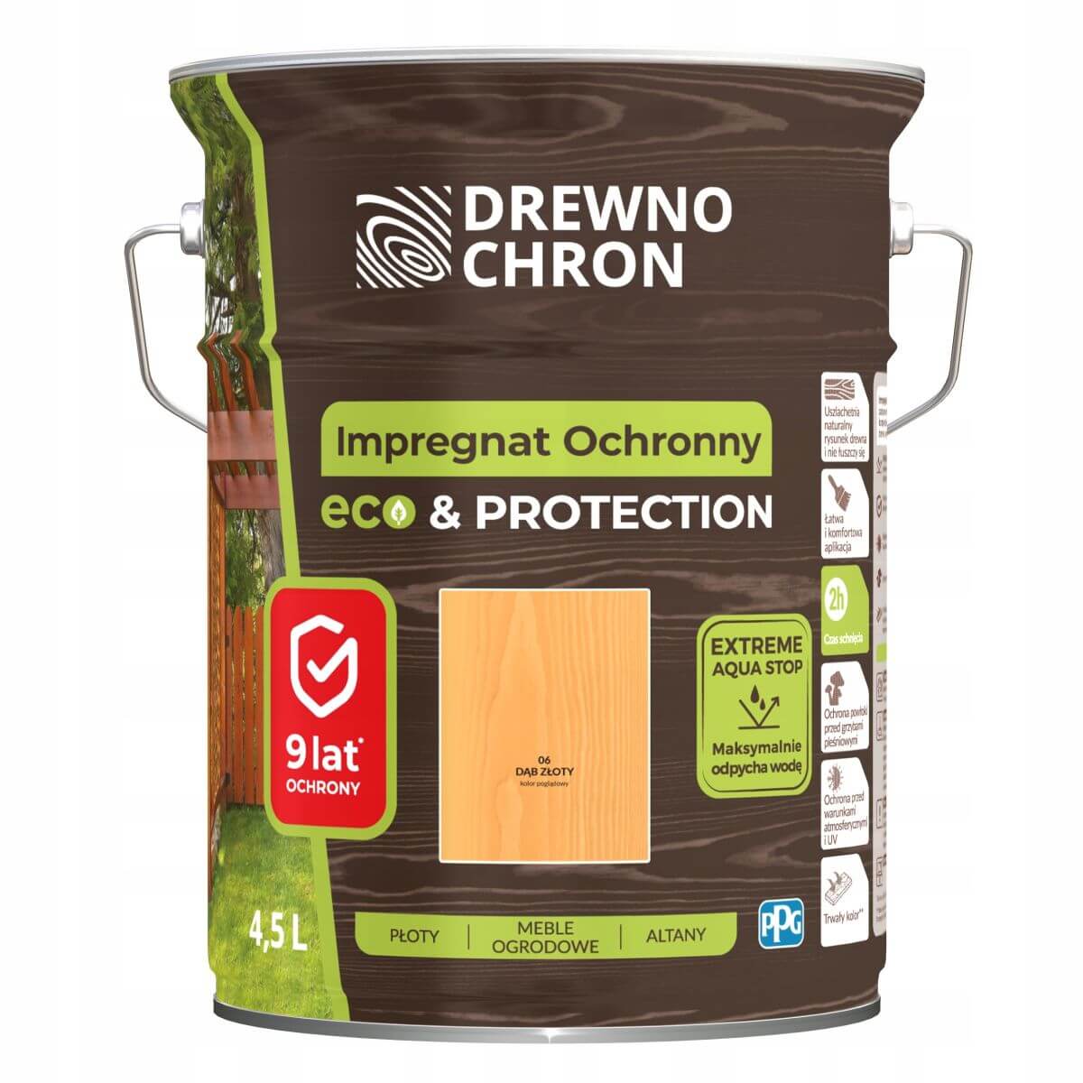 Drewnochron Impregnat Ochronny Eco&Protection dąb złoty 4,5 l