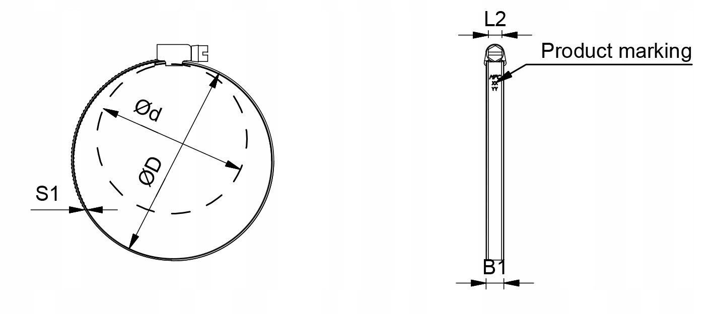 OPASKA ZACISKOWA ŚLIMAKOWA CYBANT 40-60/9 mm W2 Waga produktu z opakowaniem jednostkowym 0.021 kg