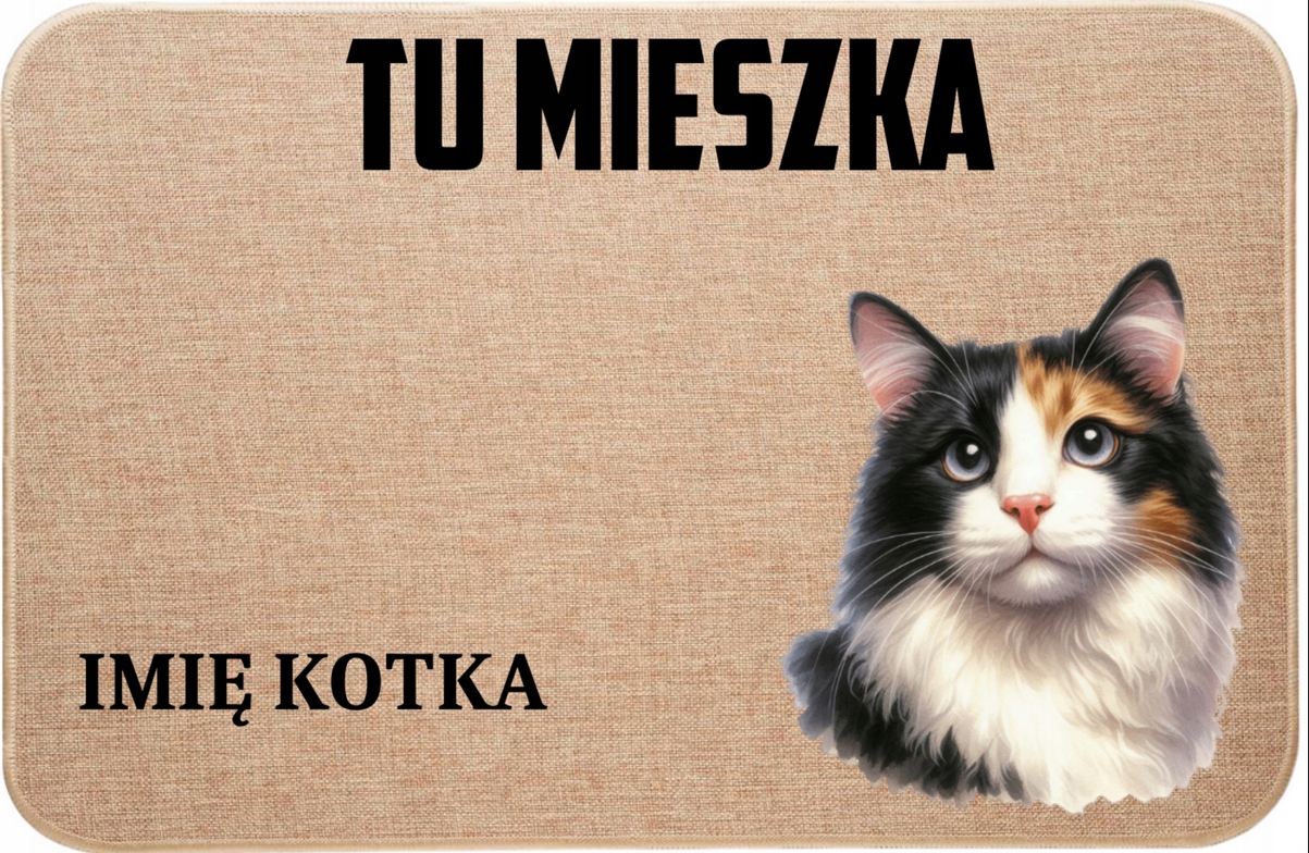 Lněná Vstupní Rohožka S Kočičkou Zde Bydlí Jméno Prémiová Kvalita